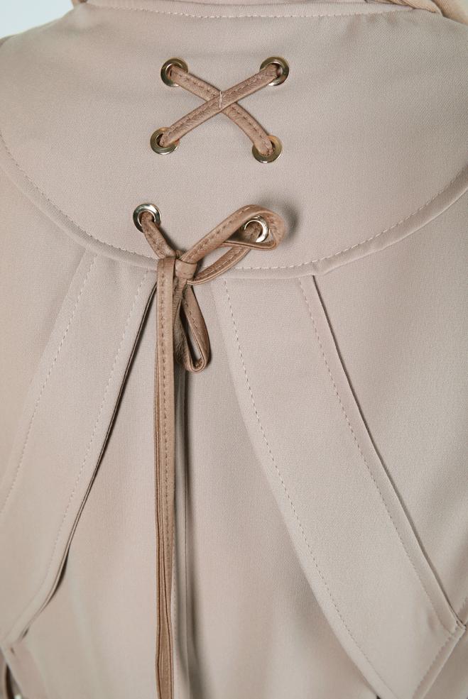 Vêtements hijab BEIGE PARDESSUS AVEC ŒILLETS 10829 - ALVİNA