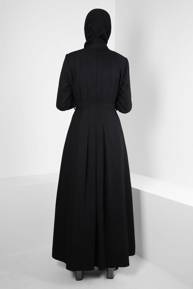 Vêtements hijab NOIR PARDESSUS CEINTURE 10830 - ALVİNA