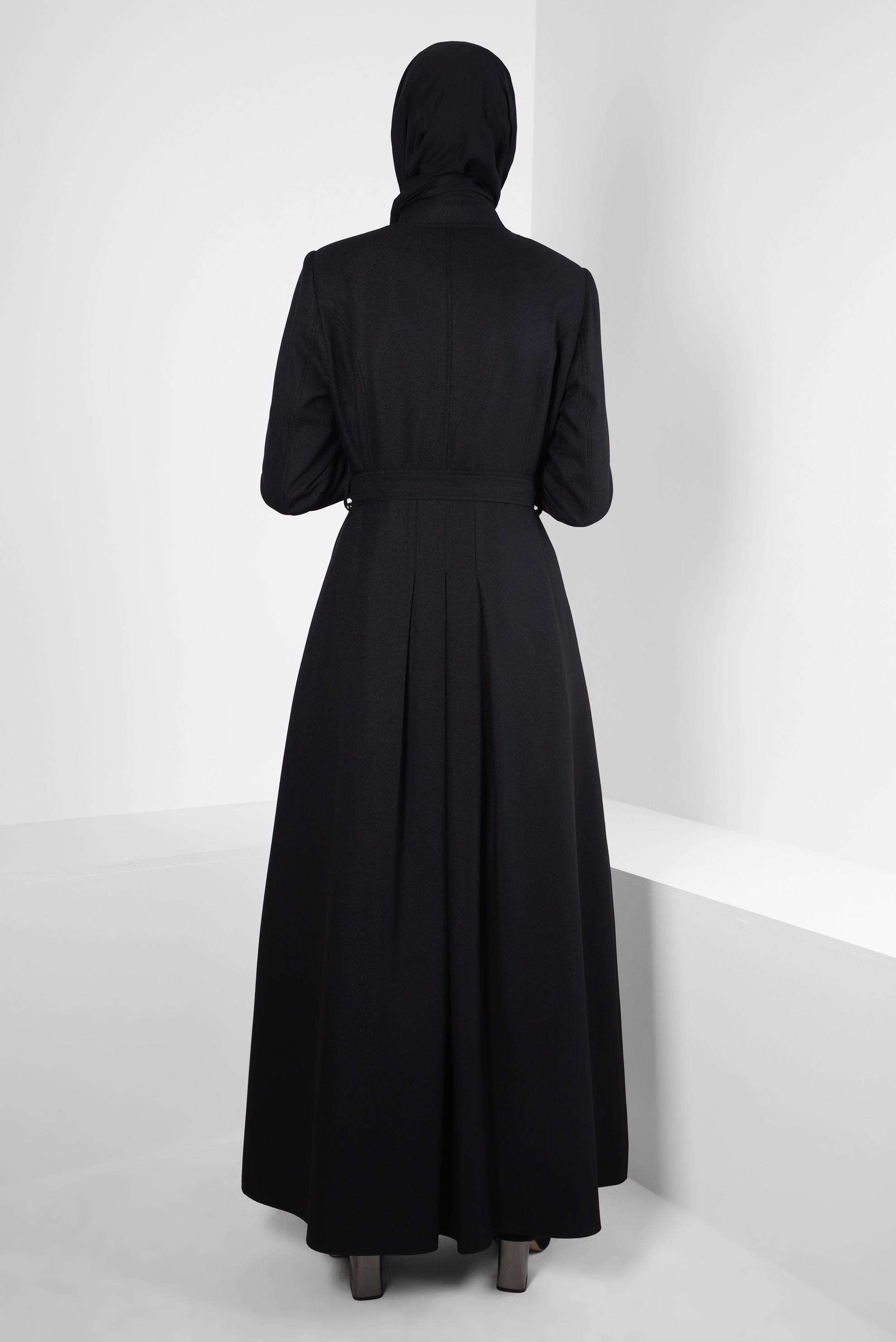 Tesettür giyim SİYAH KUŞAKLI PARDESÜ 10830