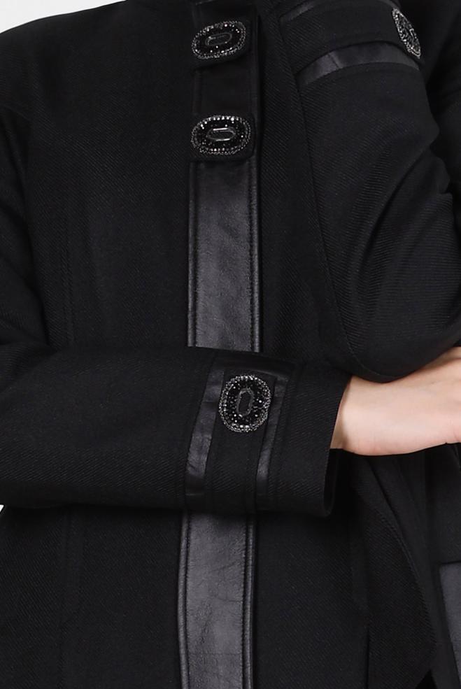 Vêtements hijab NOIR PARDESSUS CEINTURE 10830 - ALVİNA