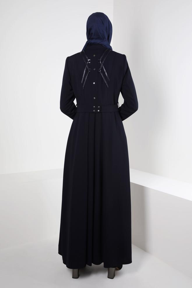 Vêtements hijab BLEU MARINE PARDESSUS CEINTURE 10831 - ALVİNA