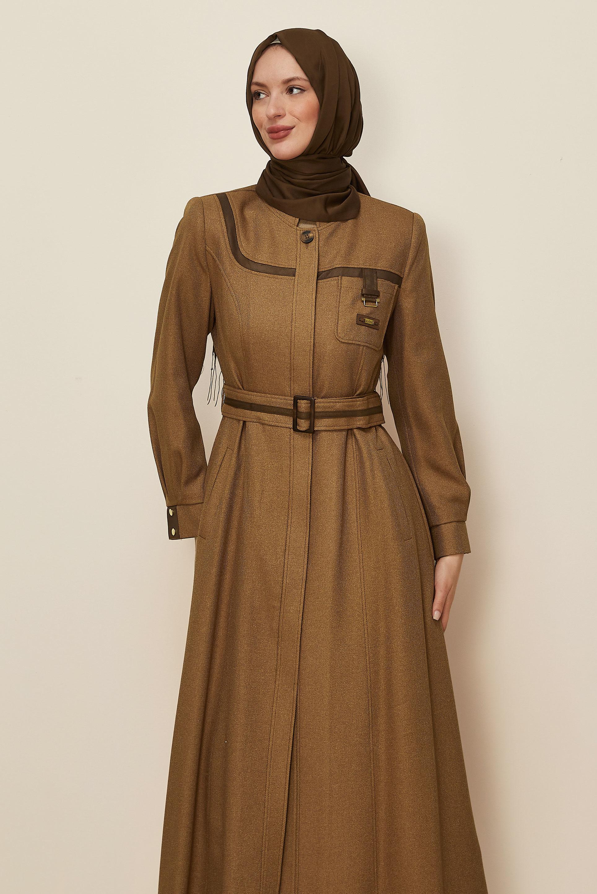 Vêtements hijab JAUNE PARDESSUS CEINTURE 10832