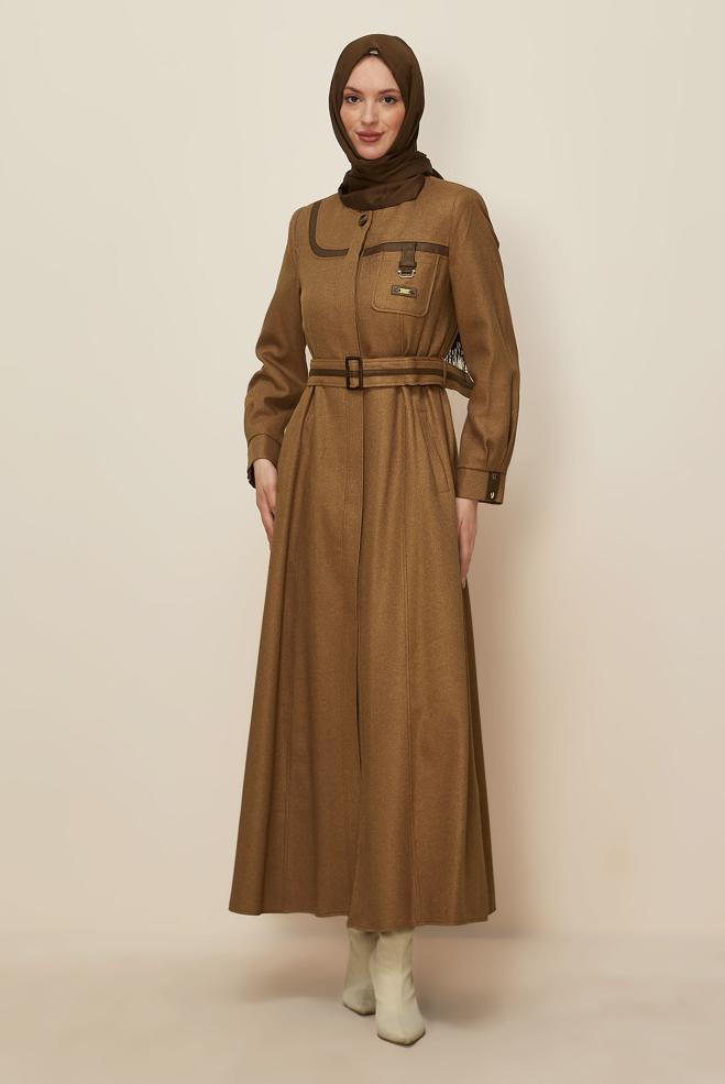 Vêtements hijab JAUNE PARDESSUS CEINTURE 10832 - ALVİNA