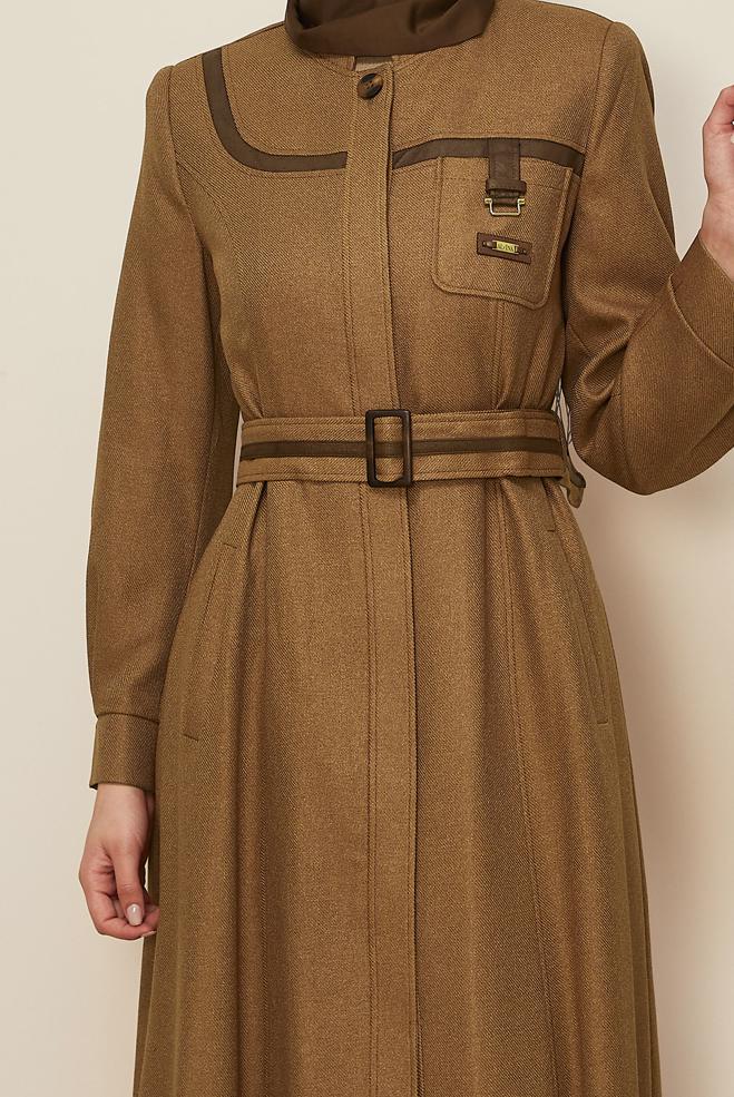 Vêtements hijab JAUNE PARDESSUS CEINTURE 10832 - ALVİNA