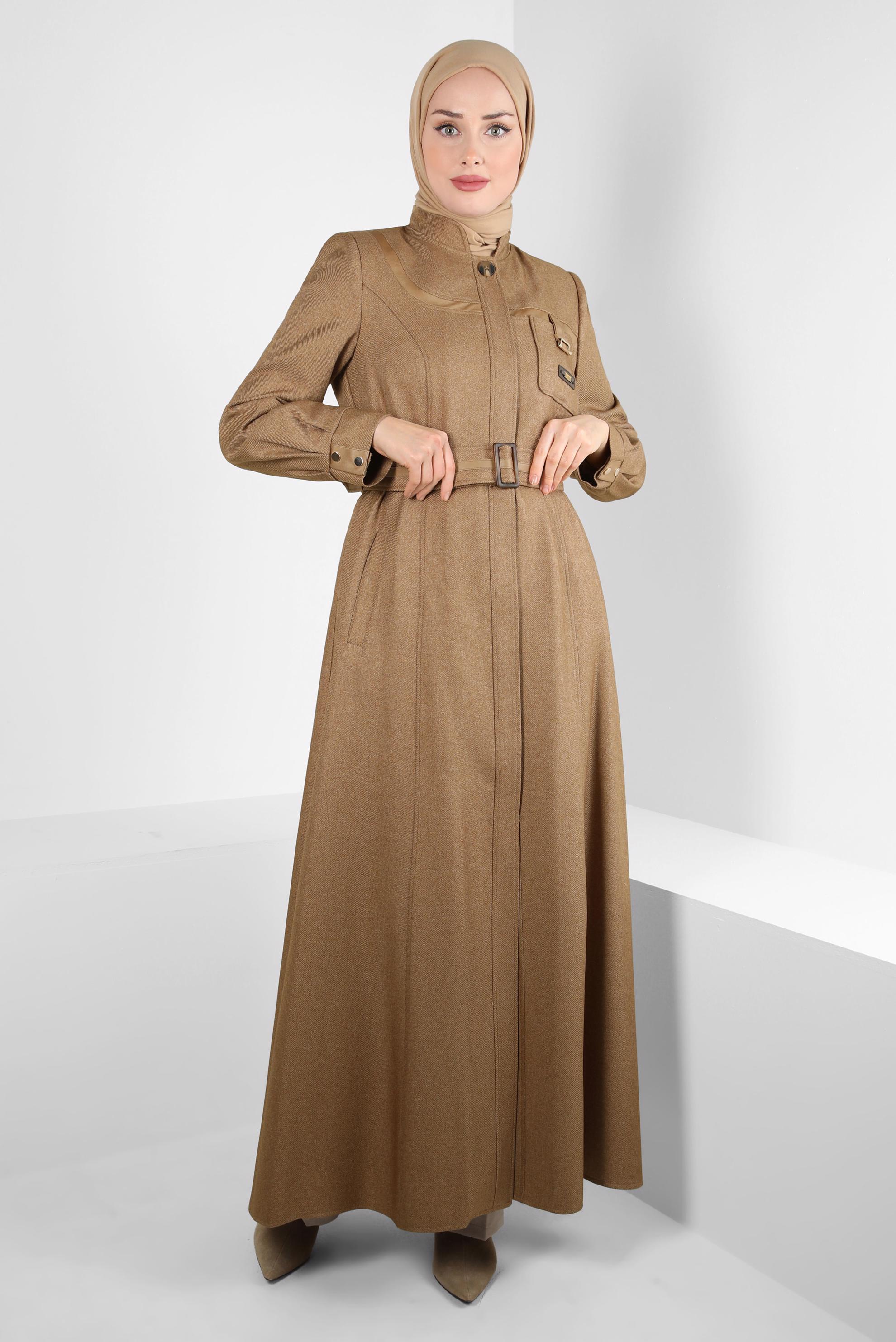 Vêtements hijab BRUN PARDESSUS CEINTURE 10832