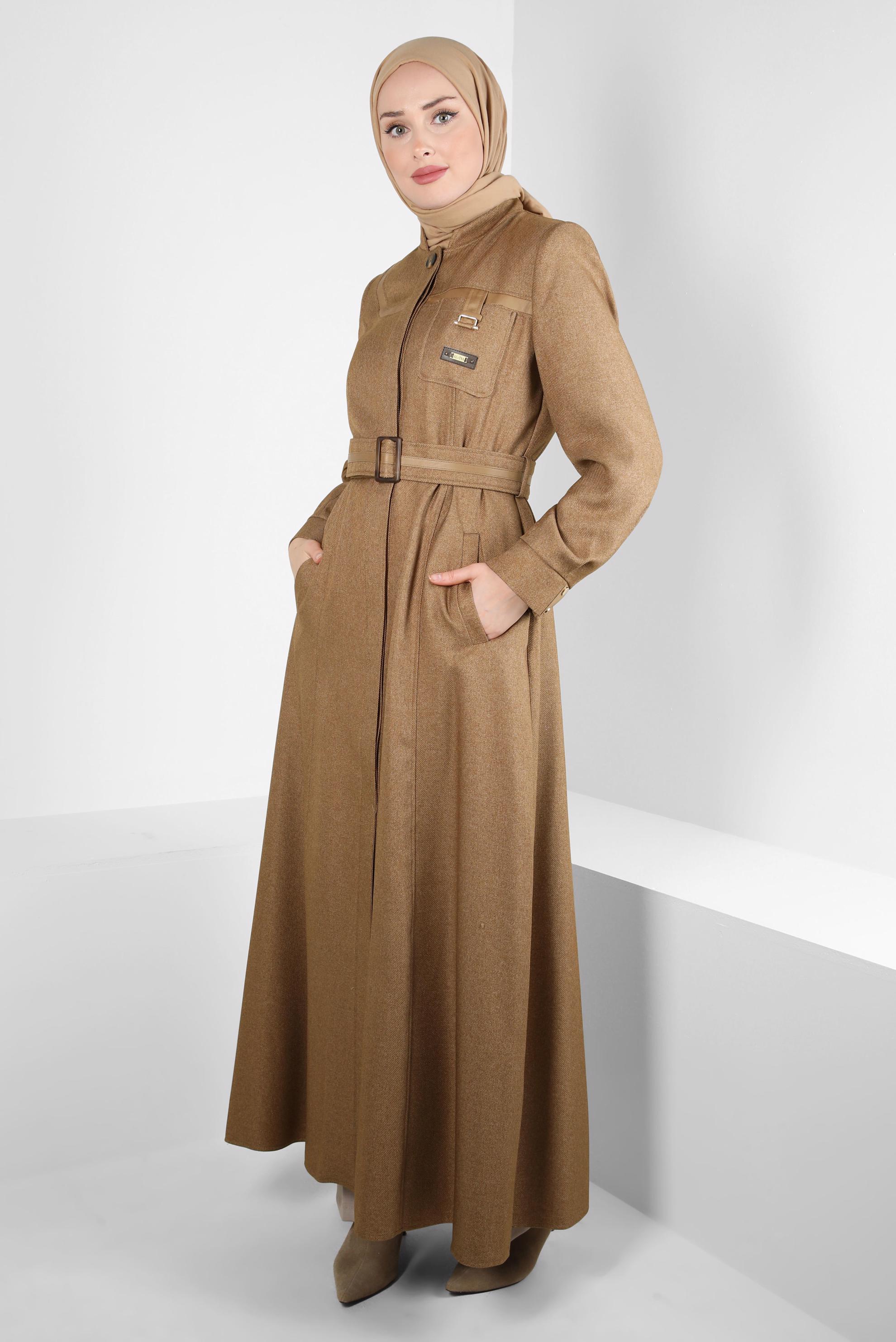 Vêtements hijab BRUN PARDESSUS CEINTURE 10832