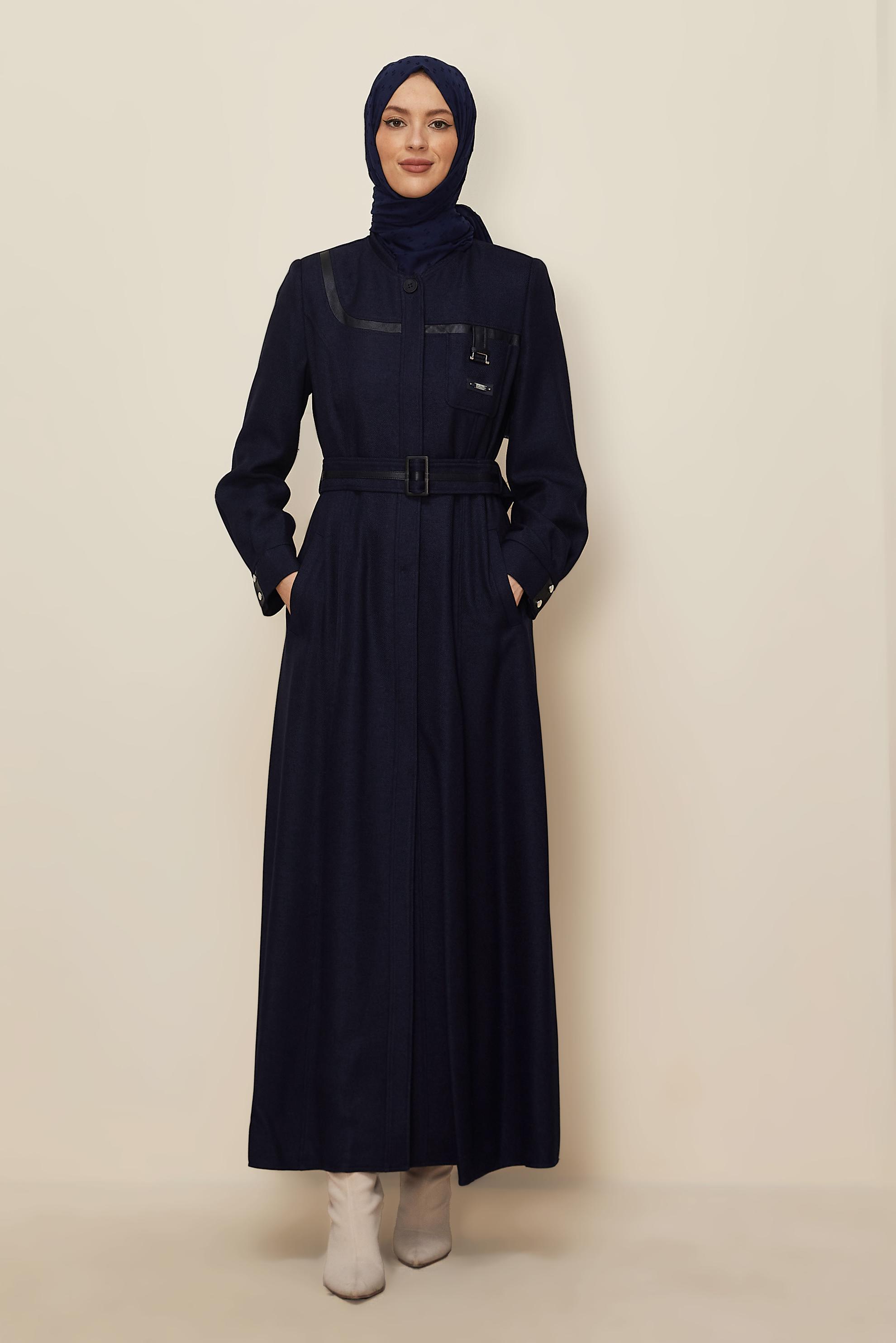 Vêtements hijab BLEU MARINE PARDESSUS CEINTURE 10832