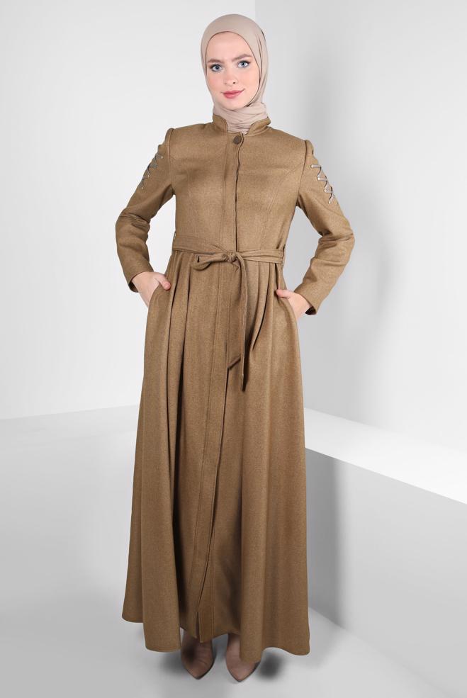 Vêtements hijab BRUN PARDESSUS CEINTURE 10833 - ALVİNA