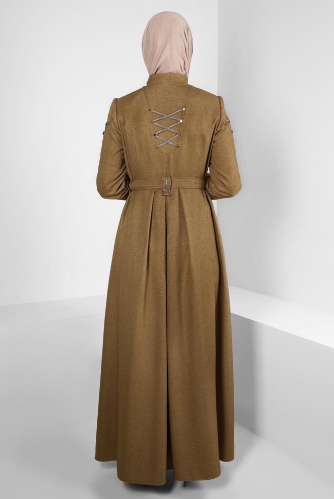 Hijab clothing YELLOW BELTED TOPCOAT 10833 - ALVİNA