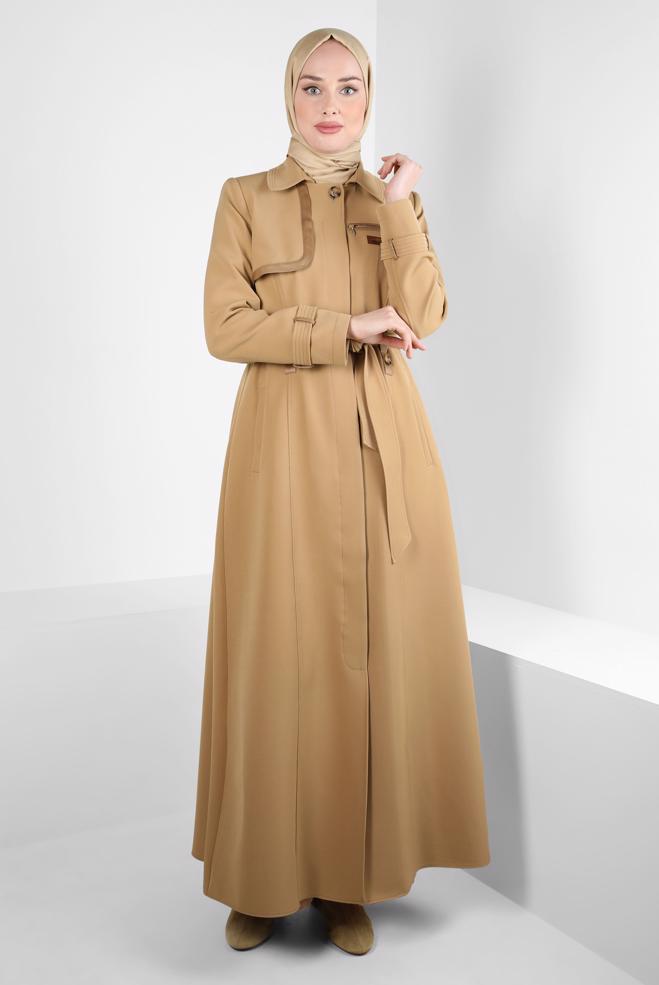 Vêtements hijab BRUN PARDESSUS CEINTURE 10835 - ALVİNA