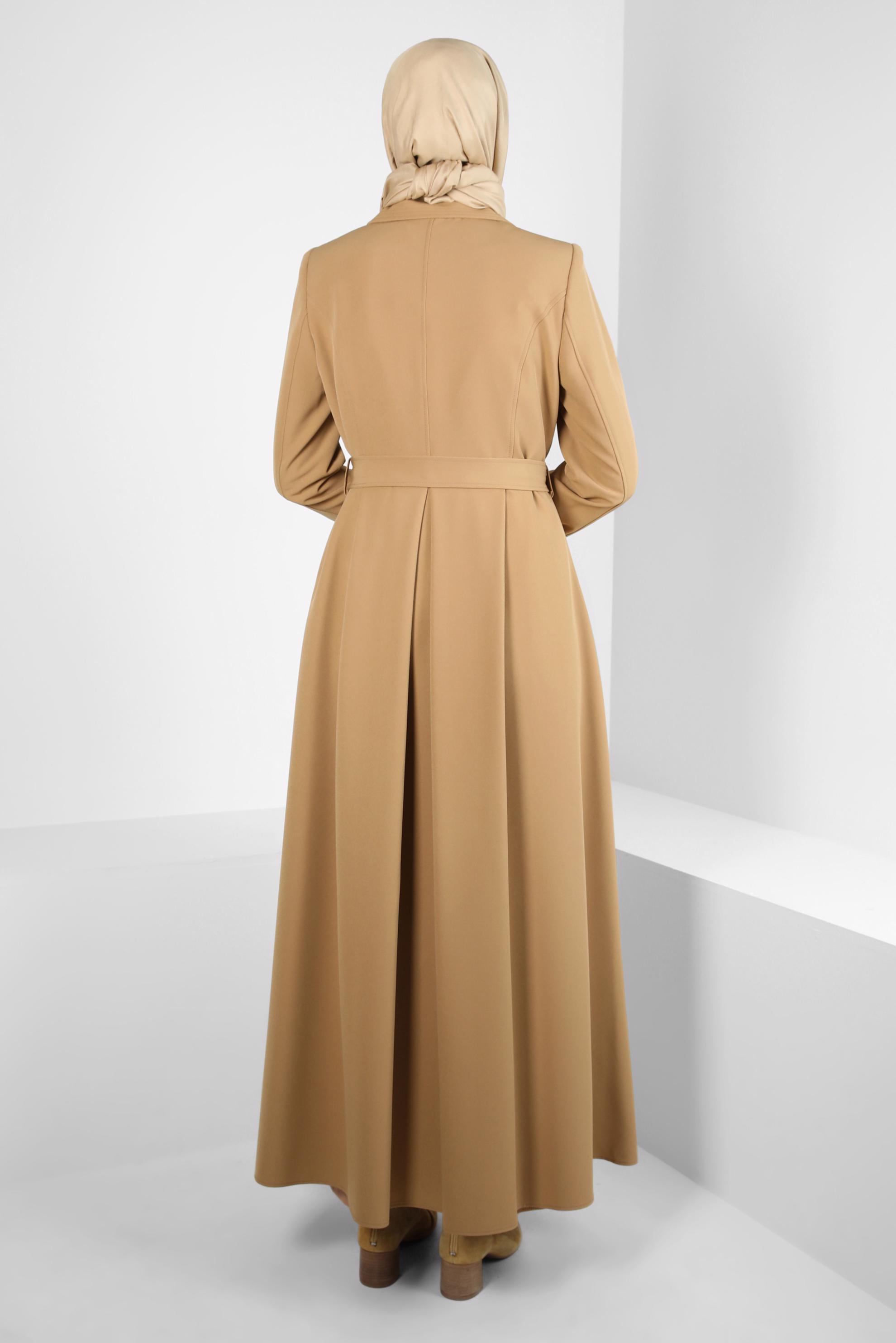 Tesettür giyim KAHVE KUŞAKLI PARDESÜ 10835