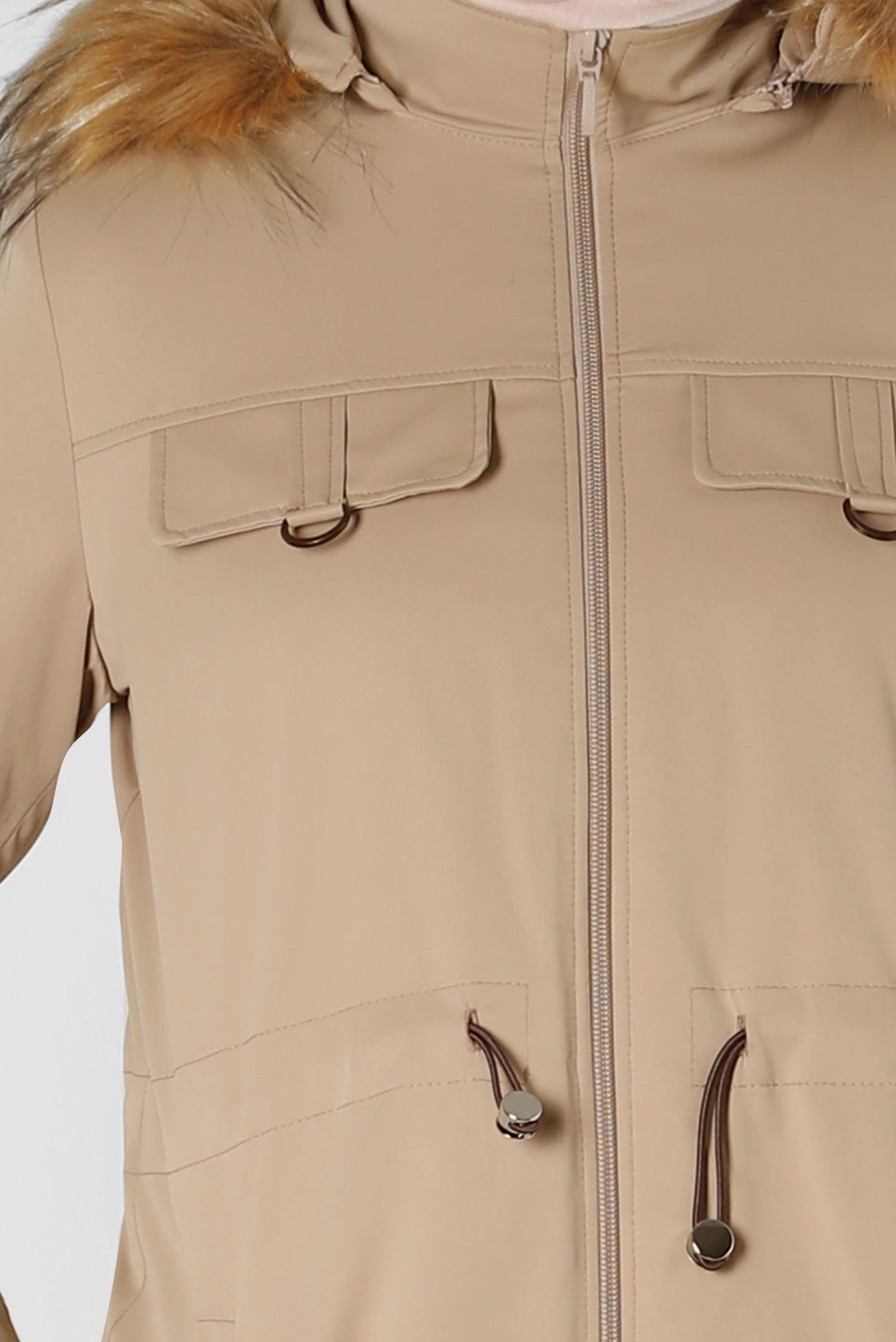 Tesettür giyim KAHVE KAPÜŞONLU PARKA 90266