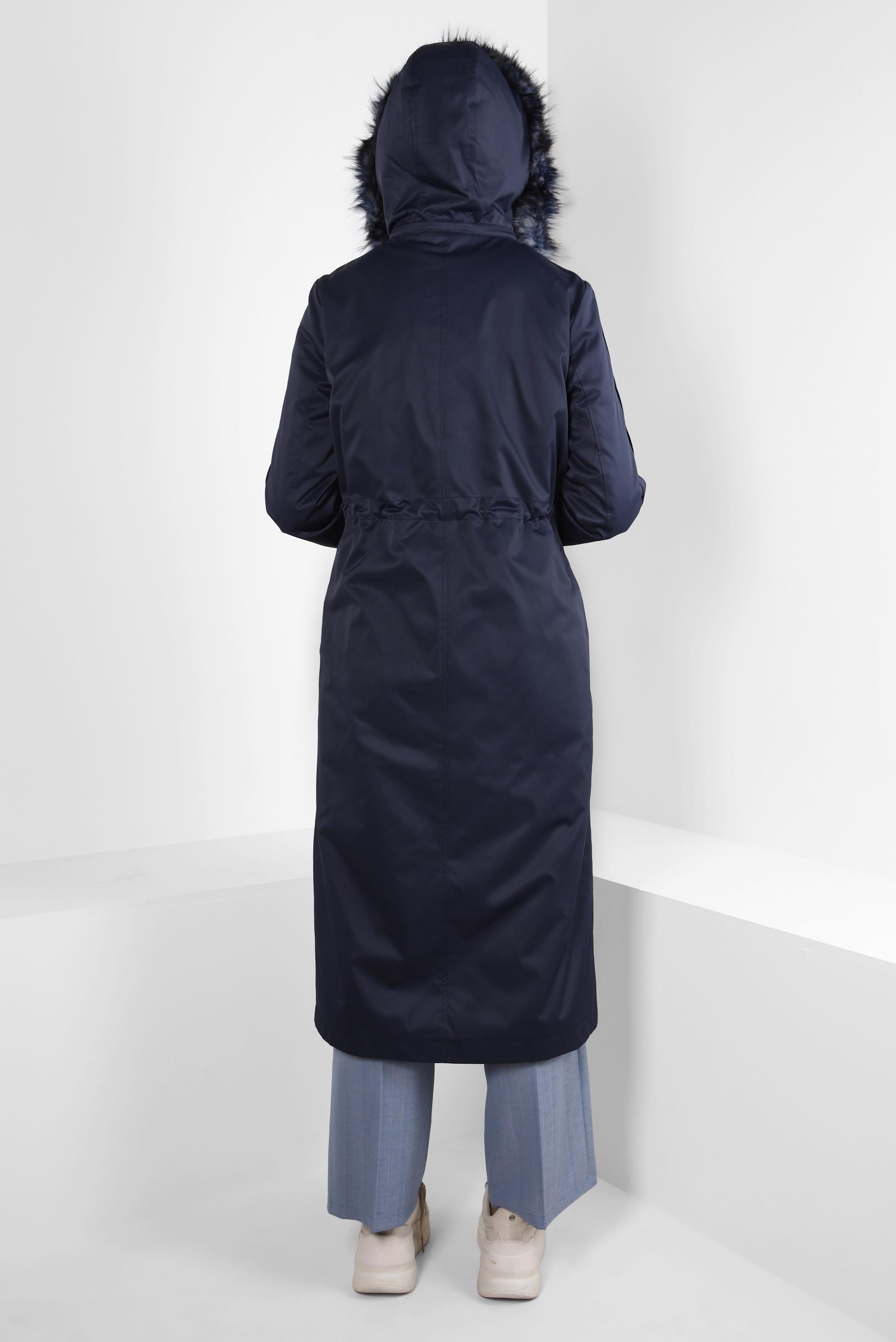 Tesettür giyim LACİVERT KAPÜŞONLU PARKA 90266