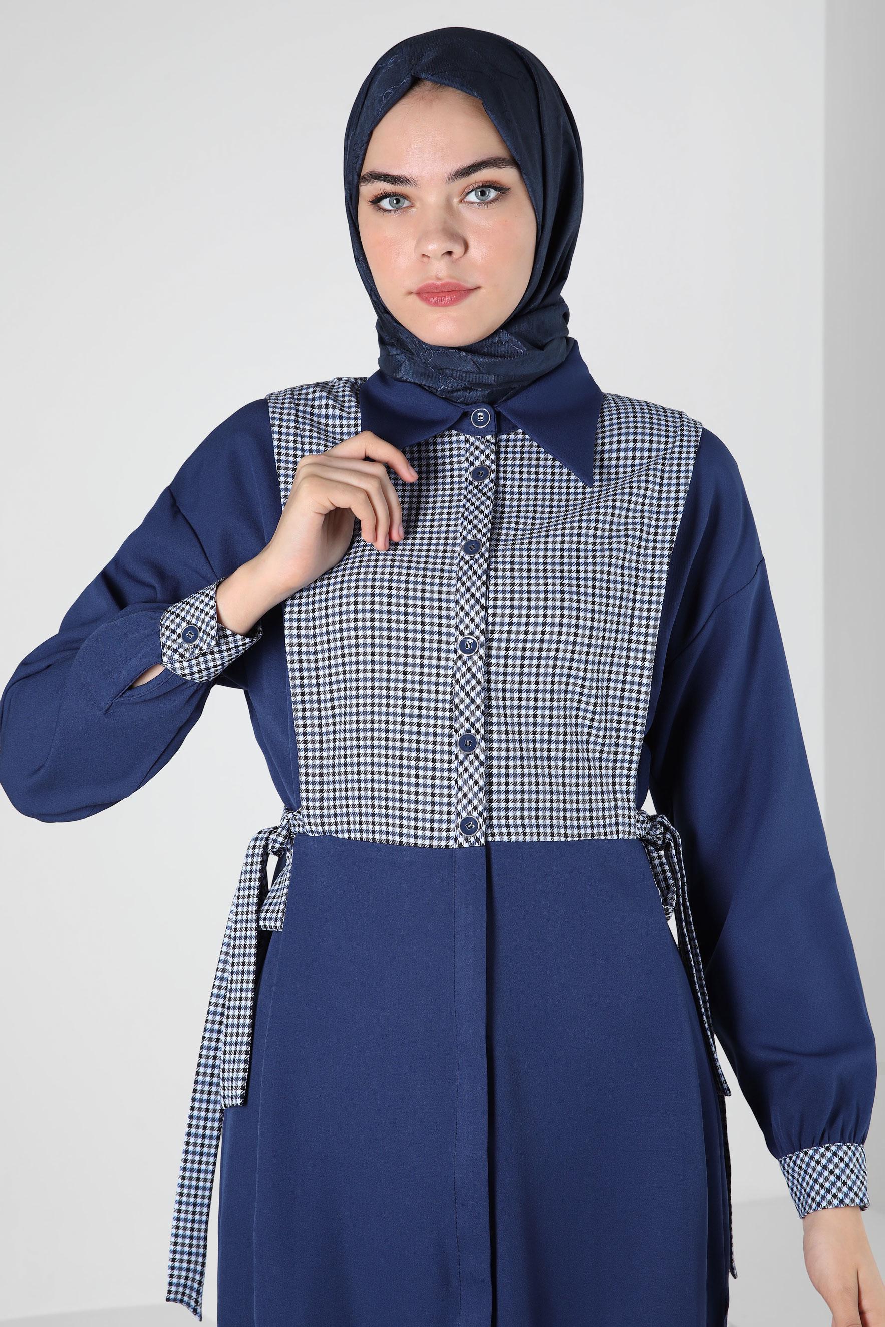 Tesettür giyim LACİVERT ALVİNA MONOGRAM ŞAL 8300