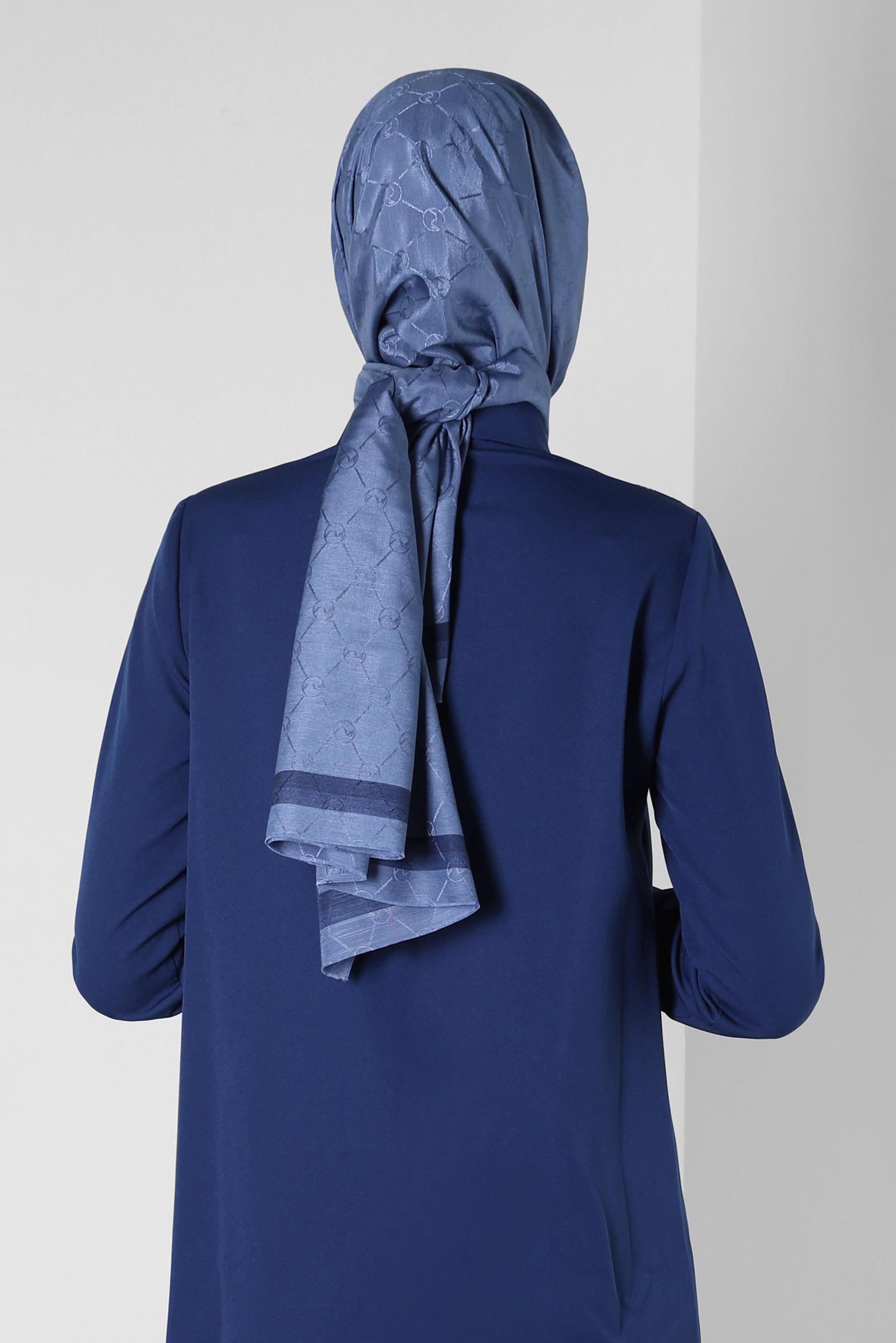 Tesettür giyim LACİVERT ALVİNA MONOGRAM ŞAL 8300