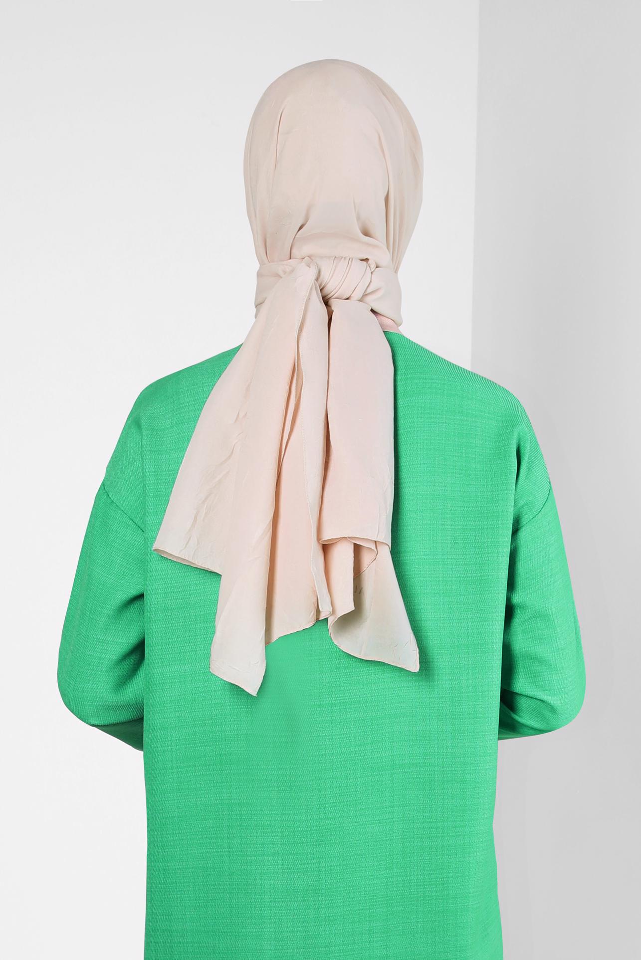 Tesettür giyim BEJ ALVİNA BAMBU KRAŞ ŞAL 8301