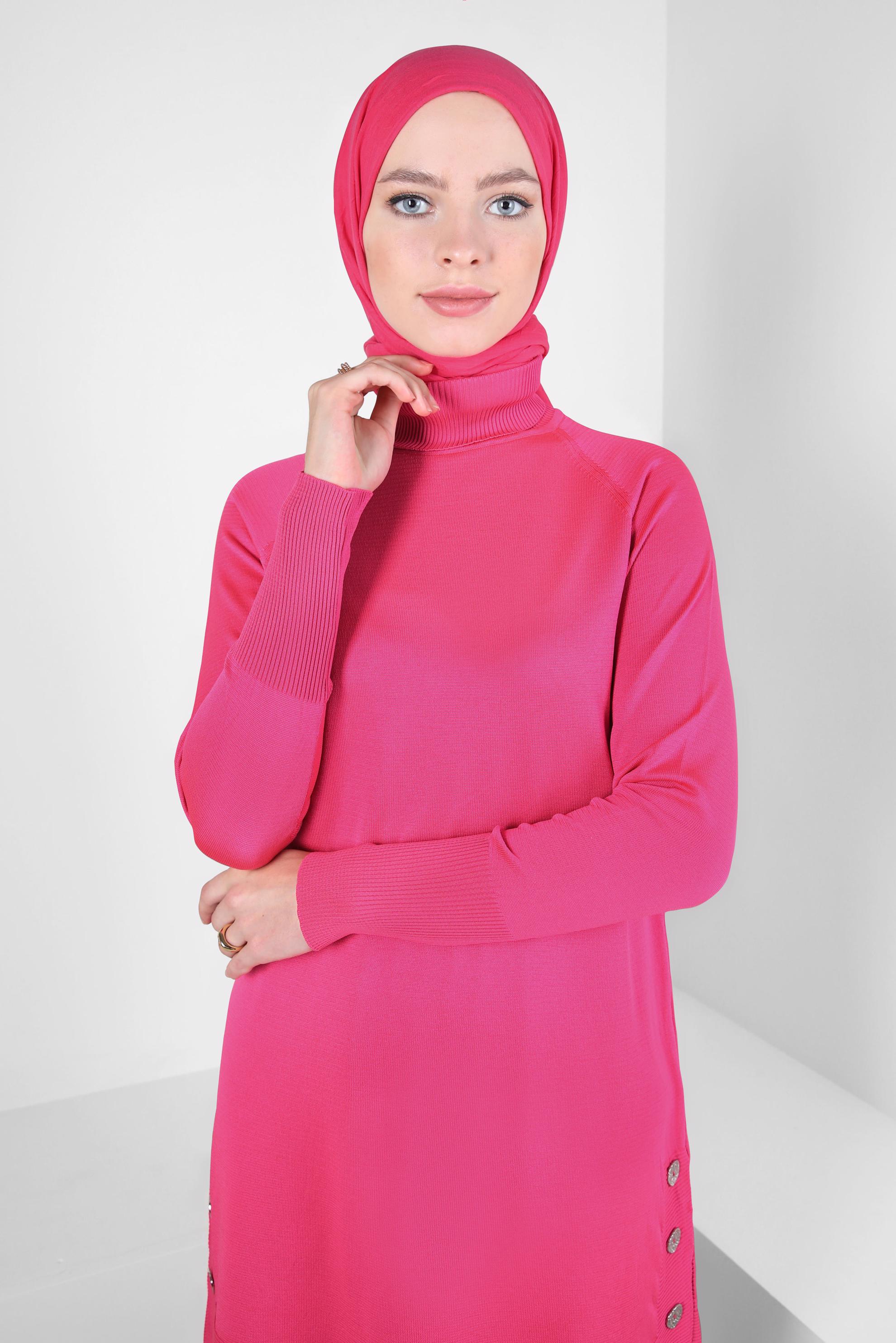 Tesettür giyim FUŞYA ALVİNA BAMBU KRAŞ ŞAL 8301