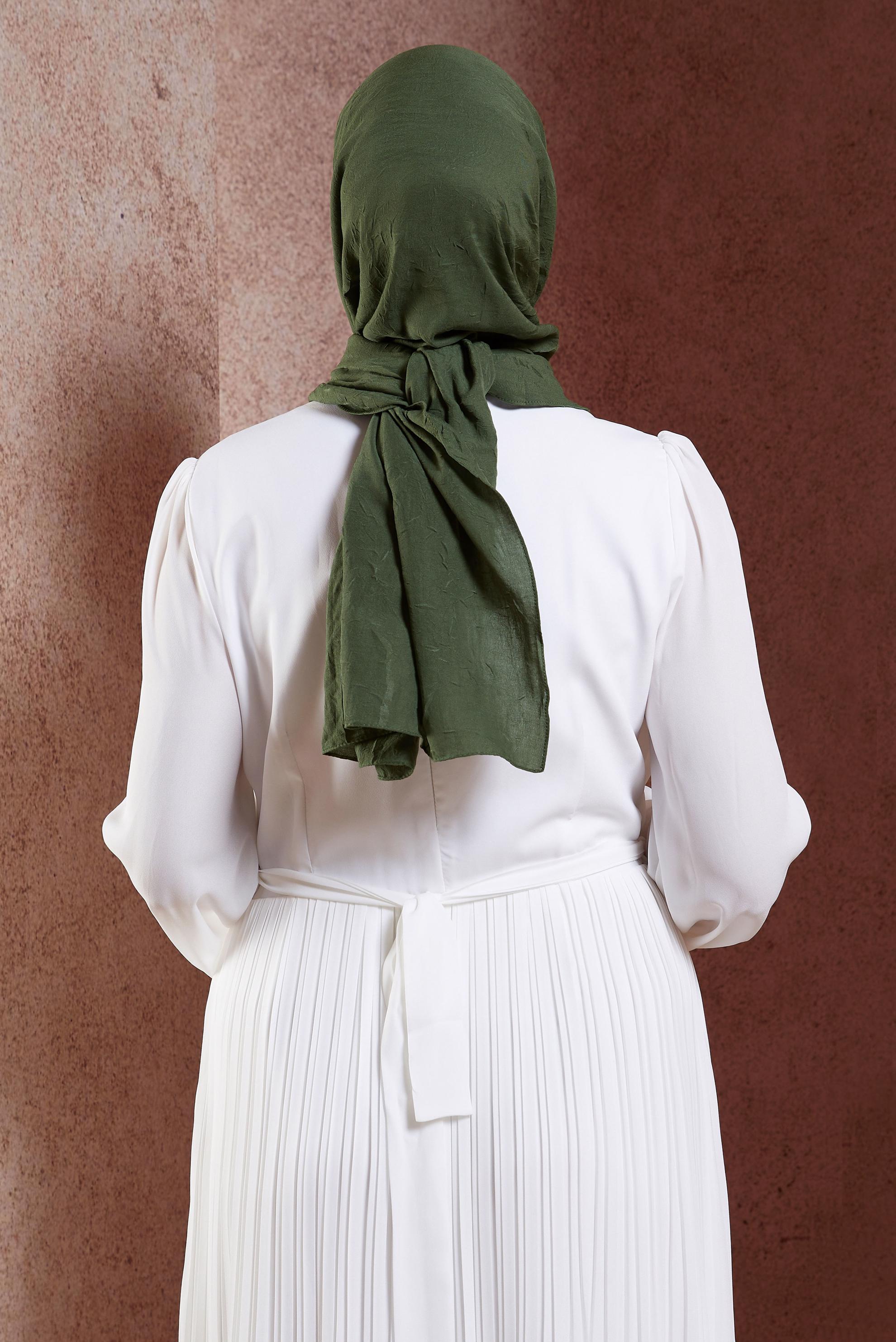 Tesettür giyim HAKİ ALVİNA BAMBU KRAŞ ŞAL 8301