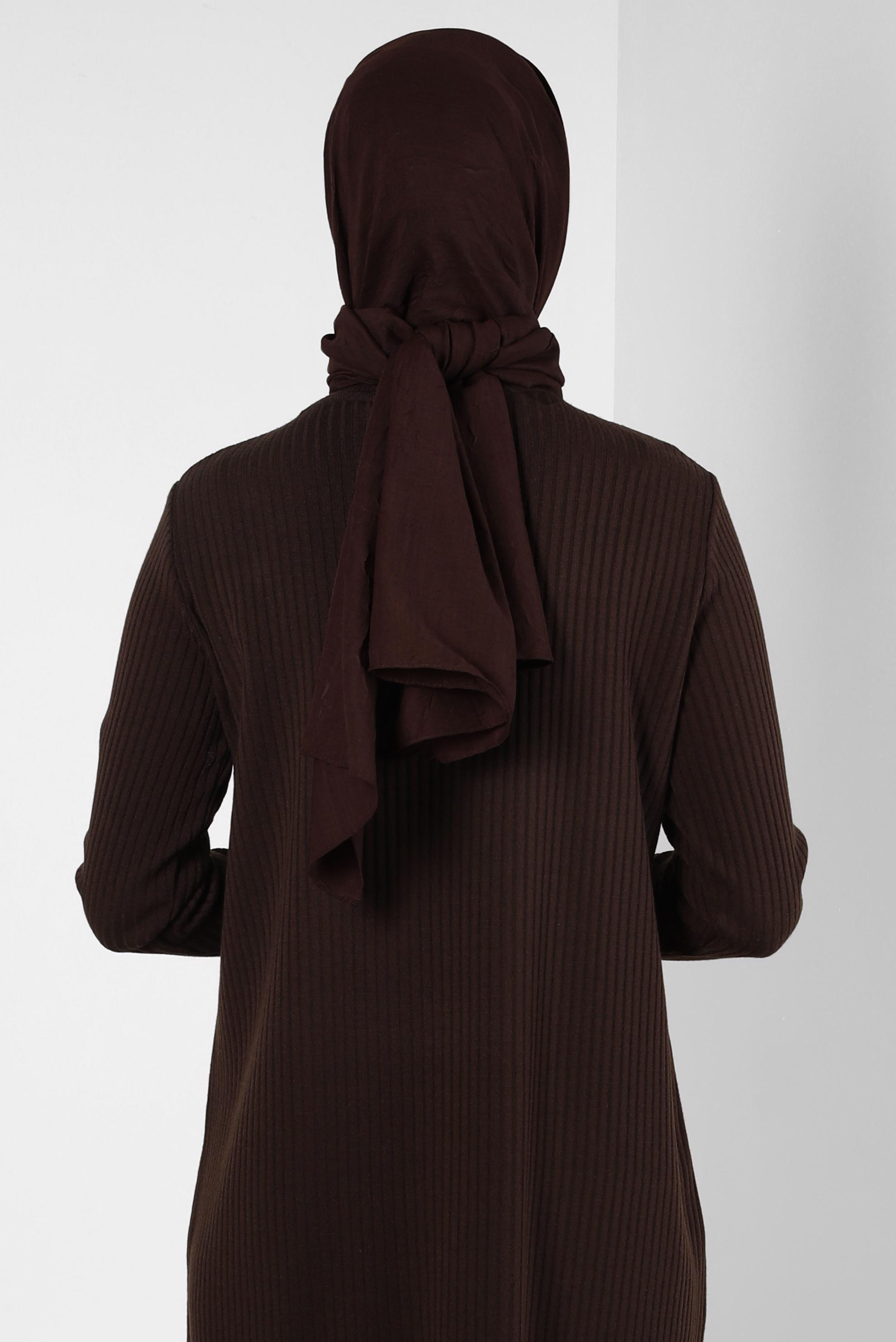 Tesettür giyim KAHVE ALVİNA BAMBU KRAŞ ŞAL 8301