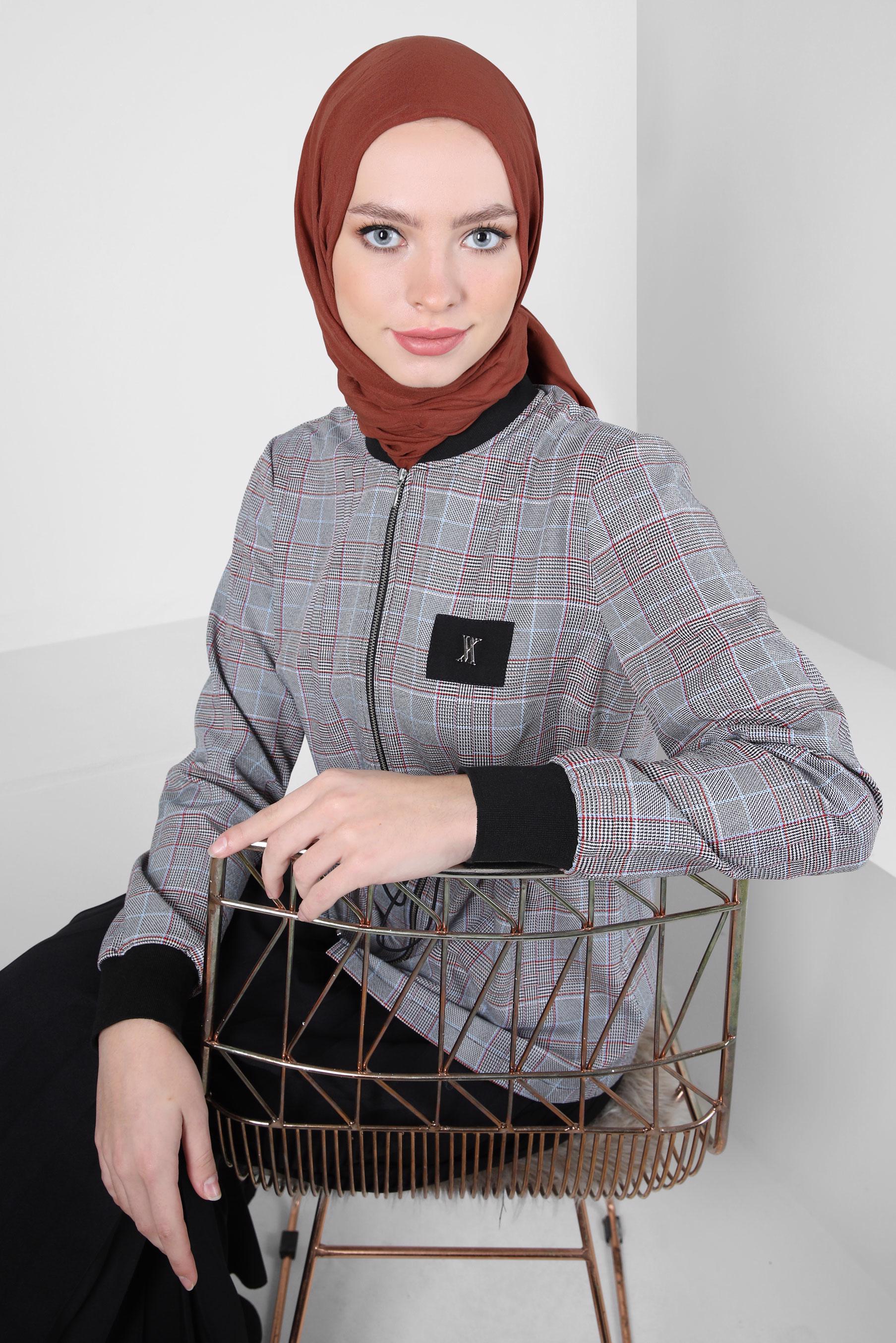 Tesettür giyim TABA ALVİNA BAMBU KRAŞ ŞAL 8301