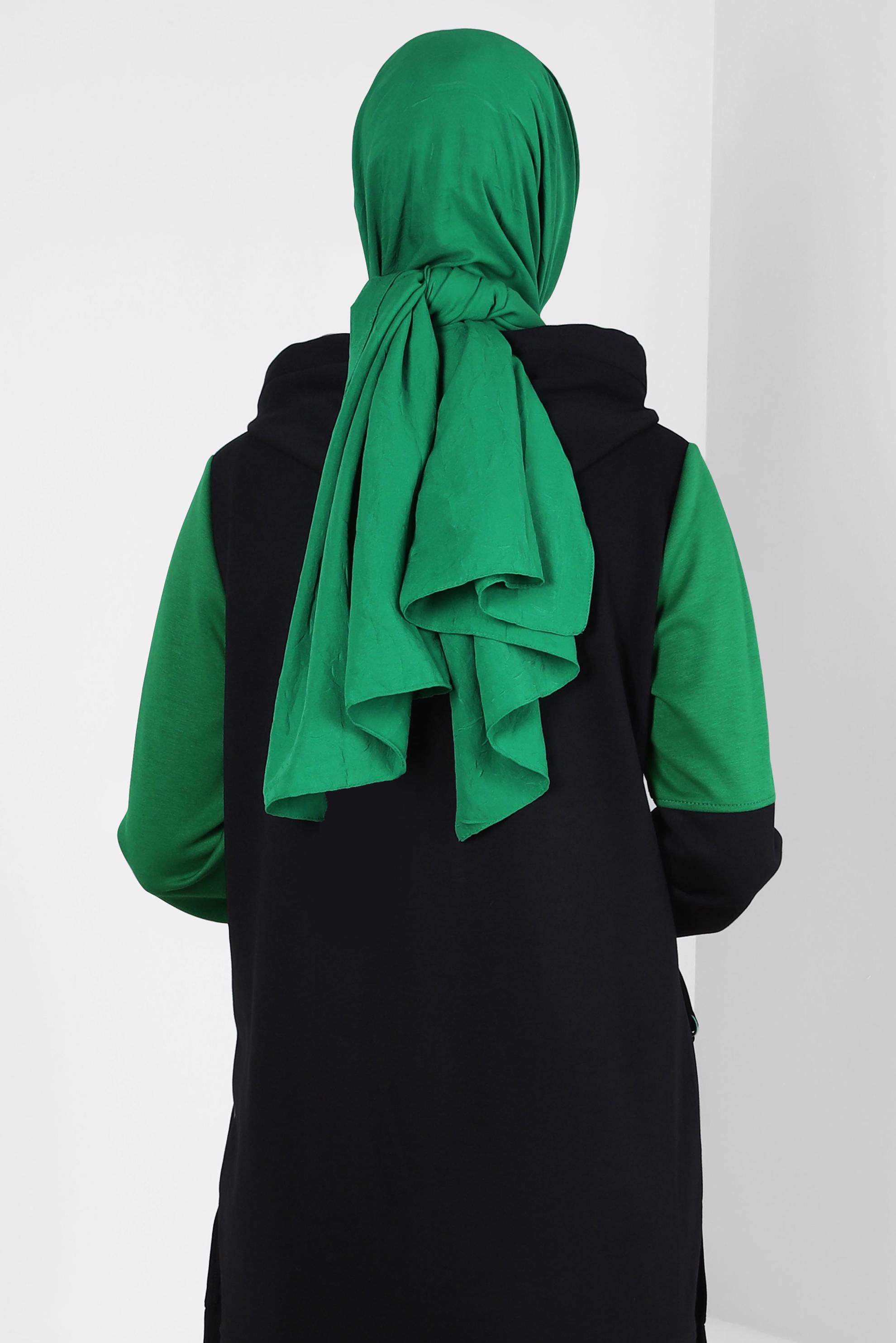 Tesettür giyim YEŞİL ALVİNA BAMBU KRAŞ ŞAL 8301
