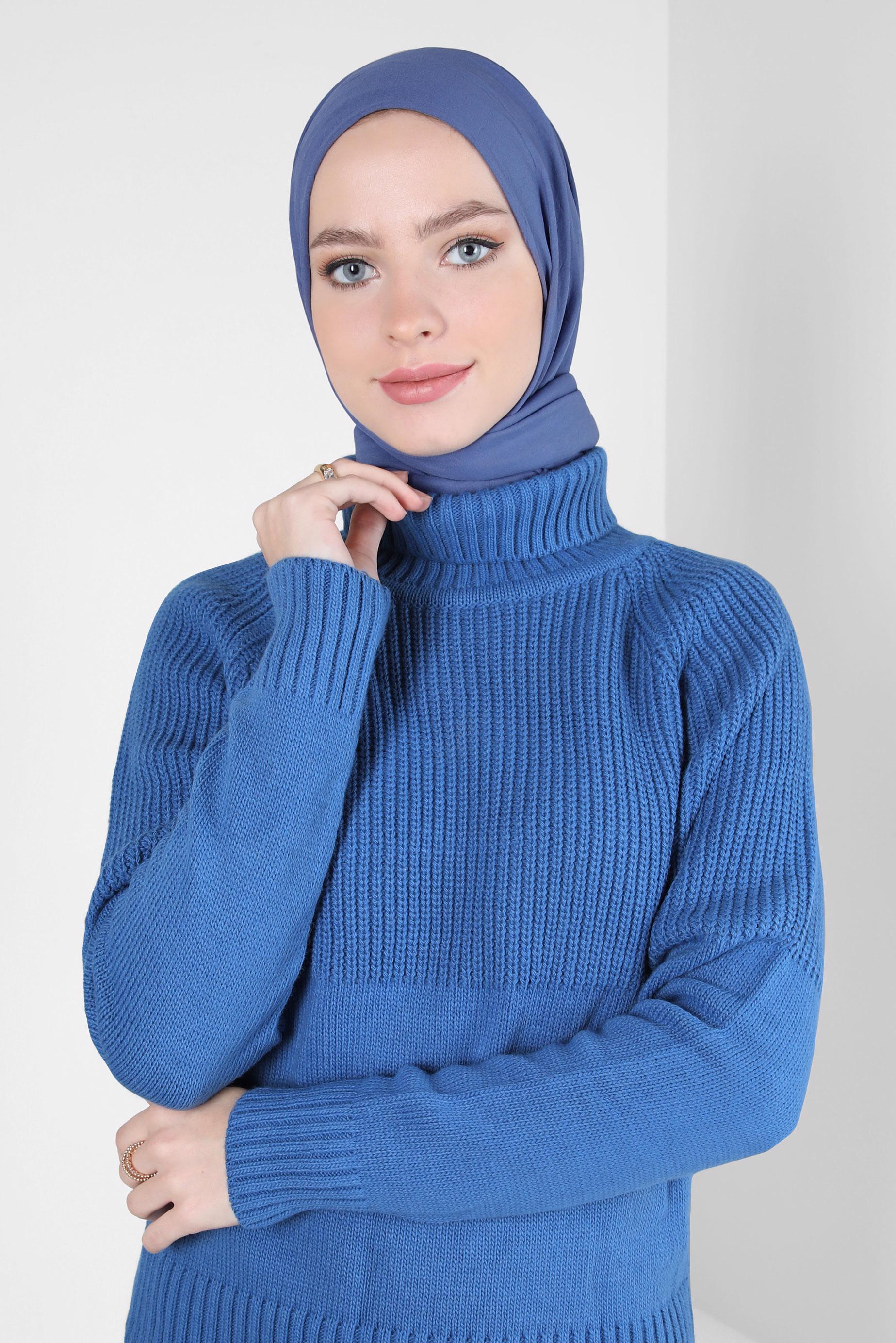 Tesettür giyim LACİVERT ALVİNA BAMBU KRAŞ ŞAL 8301