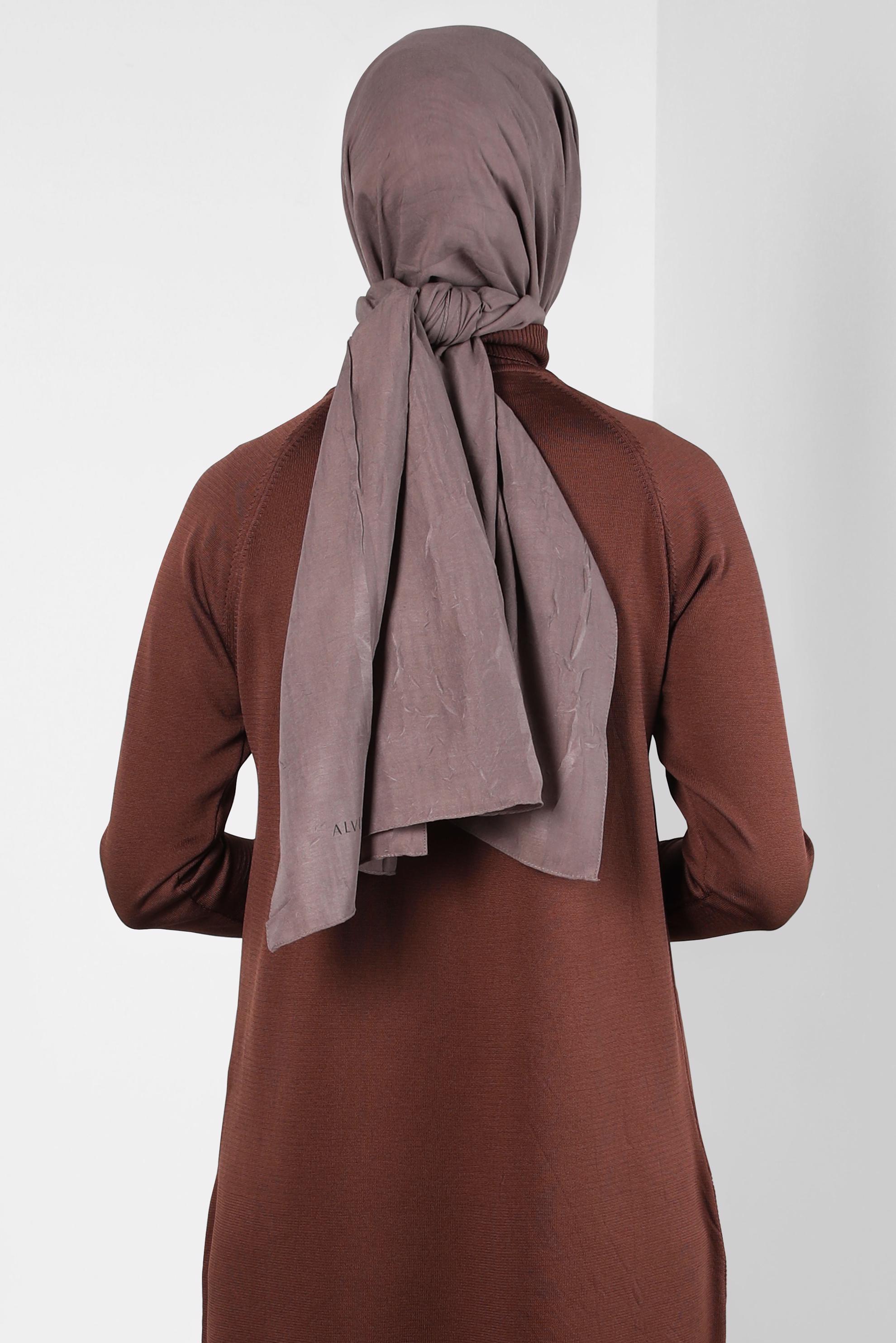 Tesettür giyim VİZON ALVİNA BAMBU KRAŞ ŞAL 8301