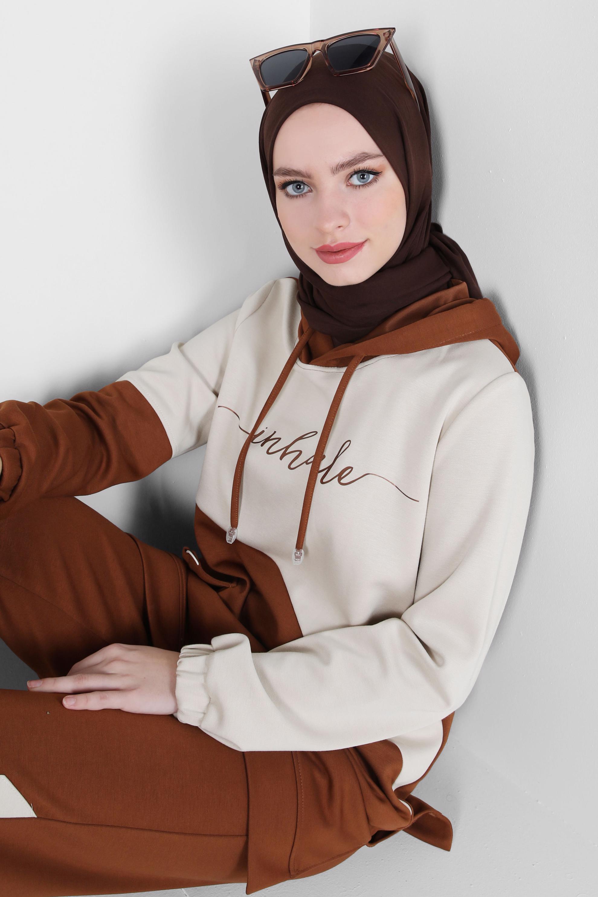 Tesettür giyim KAHVE ALVİNA SOFT ŞAL 8302