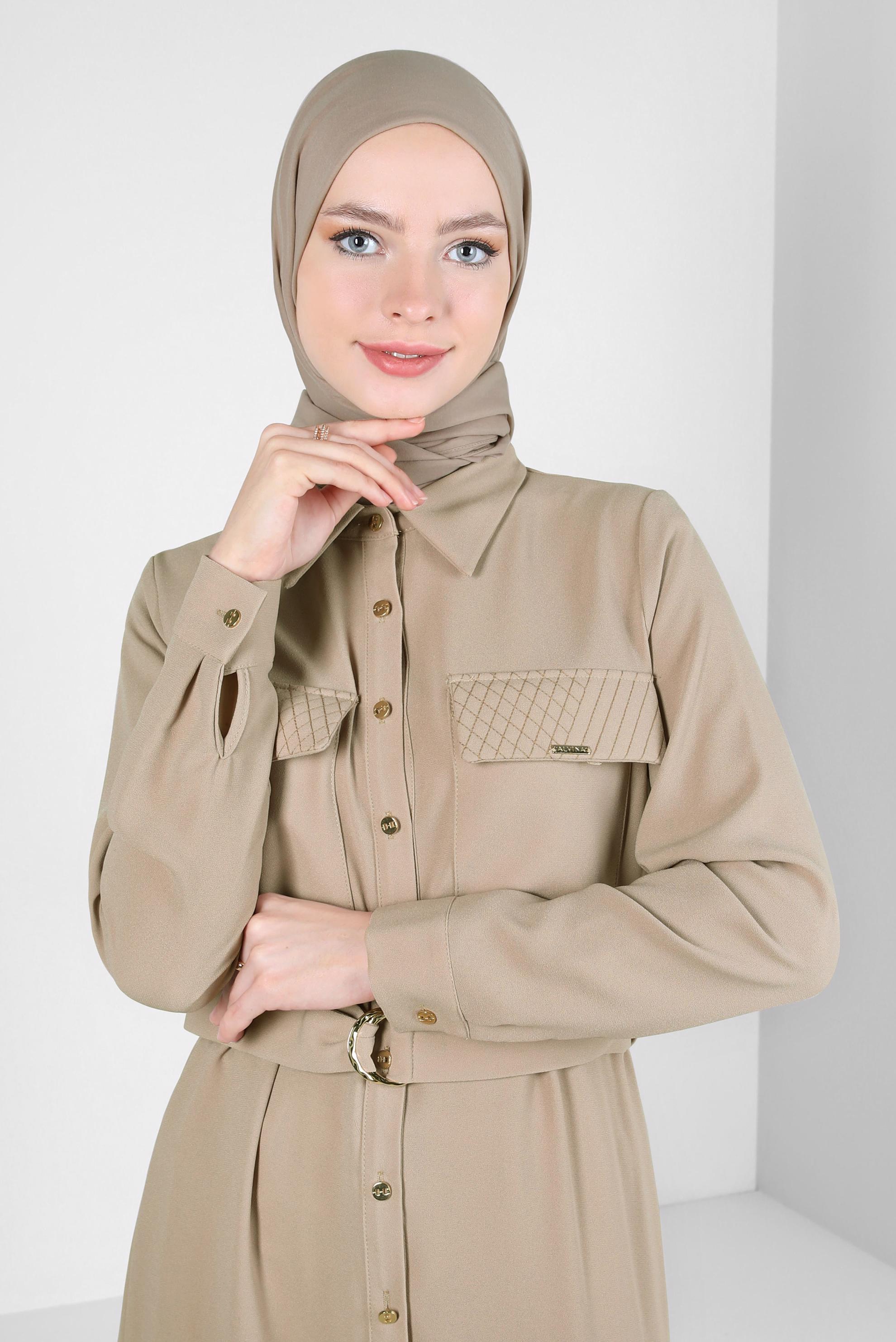 Tesettür giyim VİZON ALVİNA SOFT ŞAL 8302