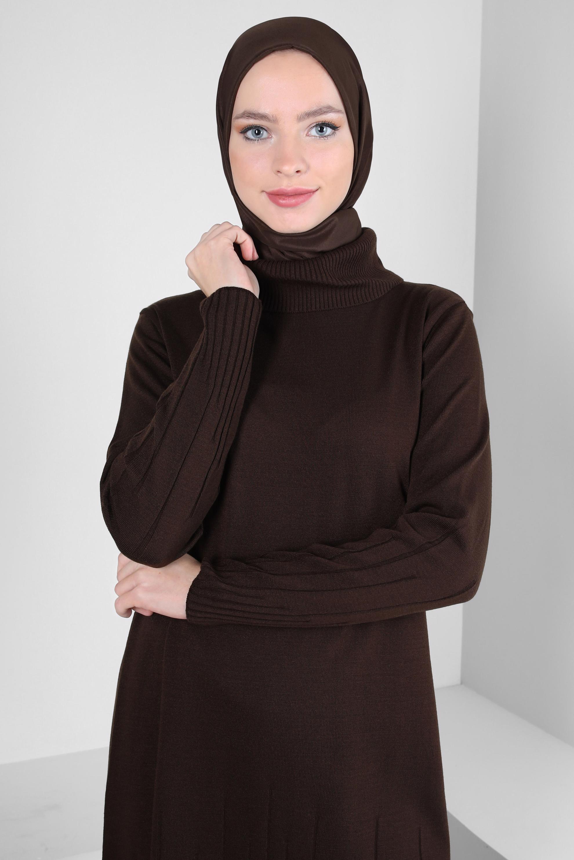 Tesettür giyim KAHVE ALVİNA KRAŞ ŞAL 8304