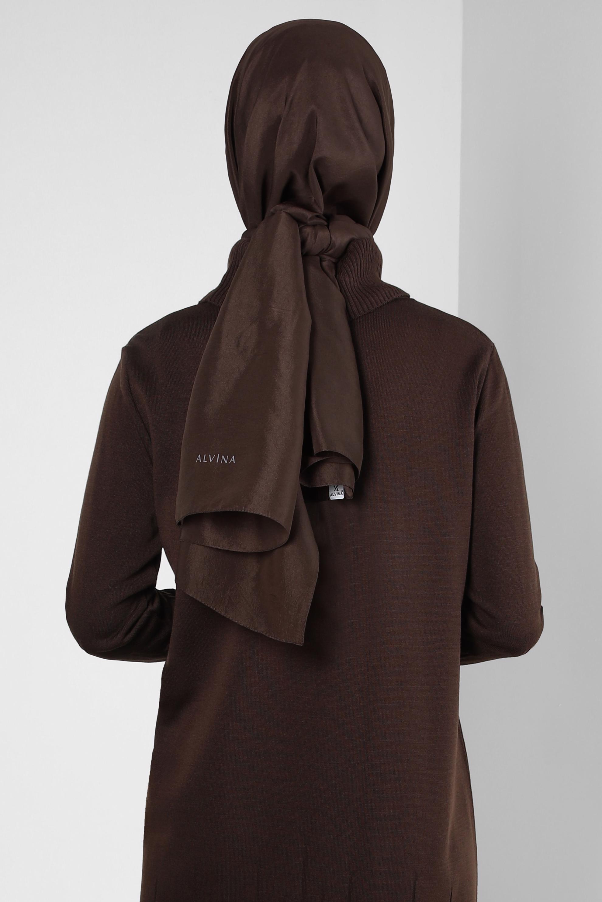 Tesettür giyim KAHVE ALVİNA KRAŞ ŞAL 8304