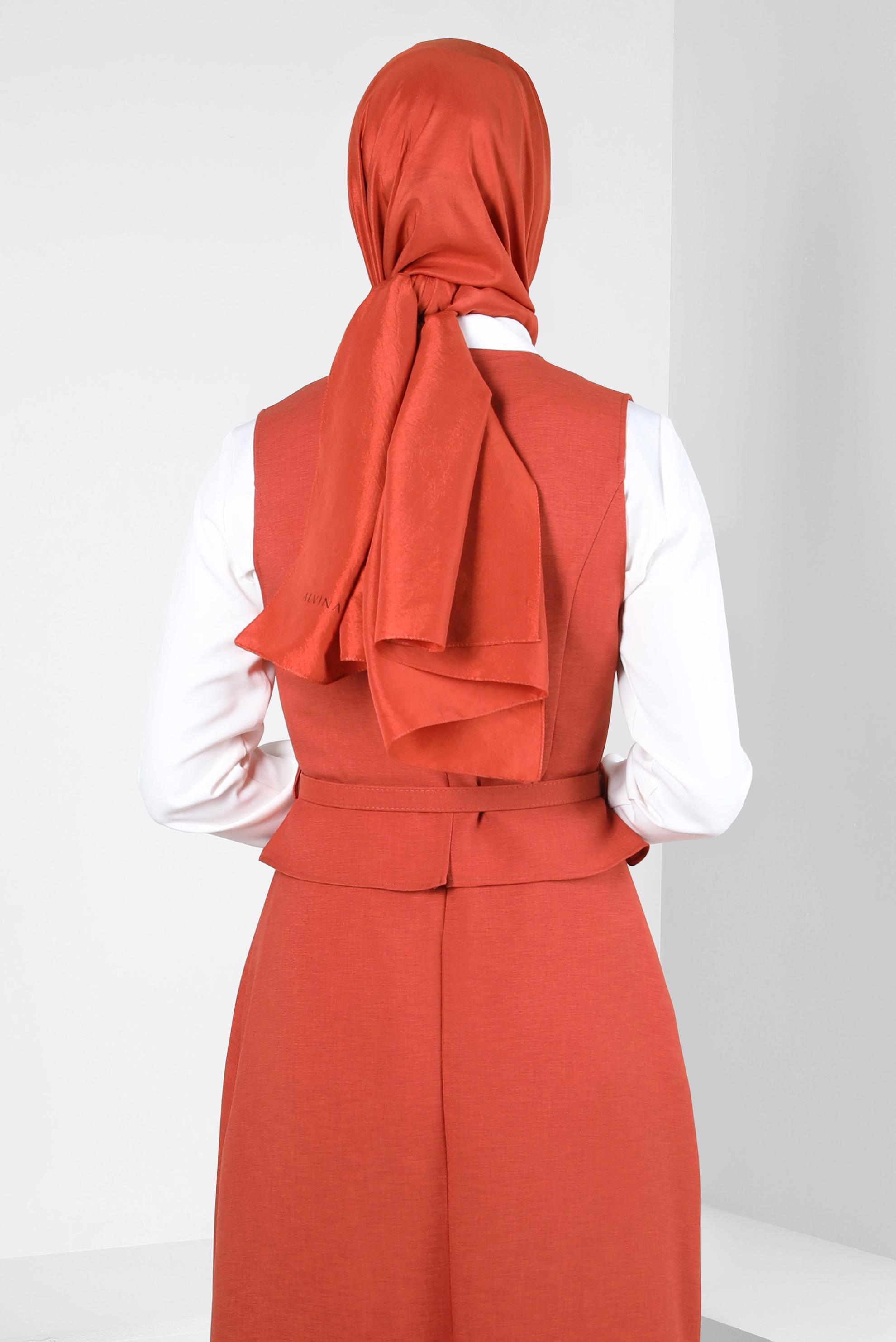 Tesettür giyim TURUNCU ALVİNA KRAŞ ŞAL 8304