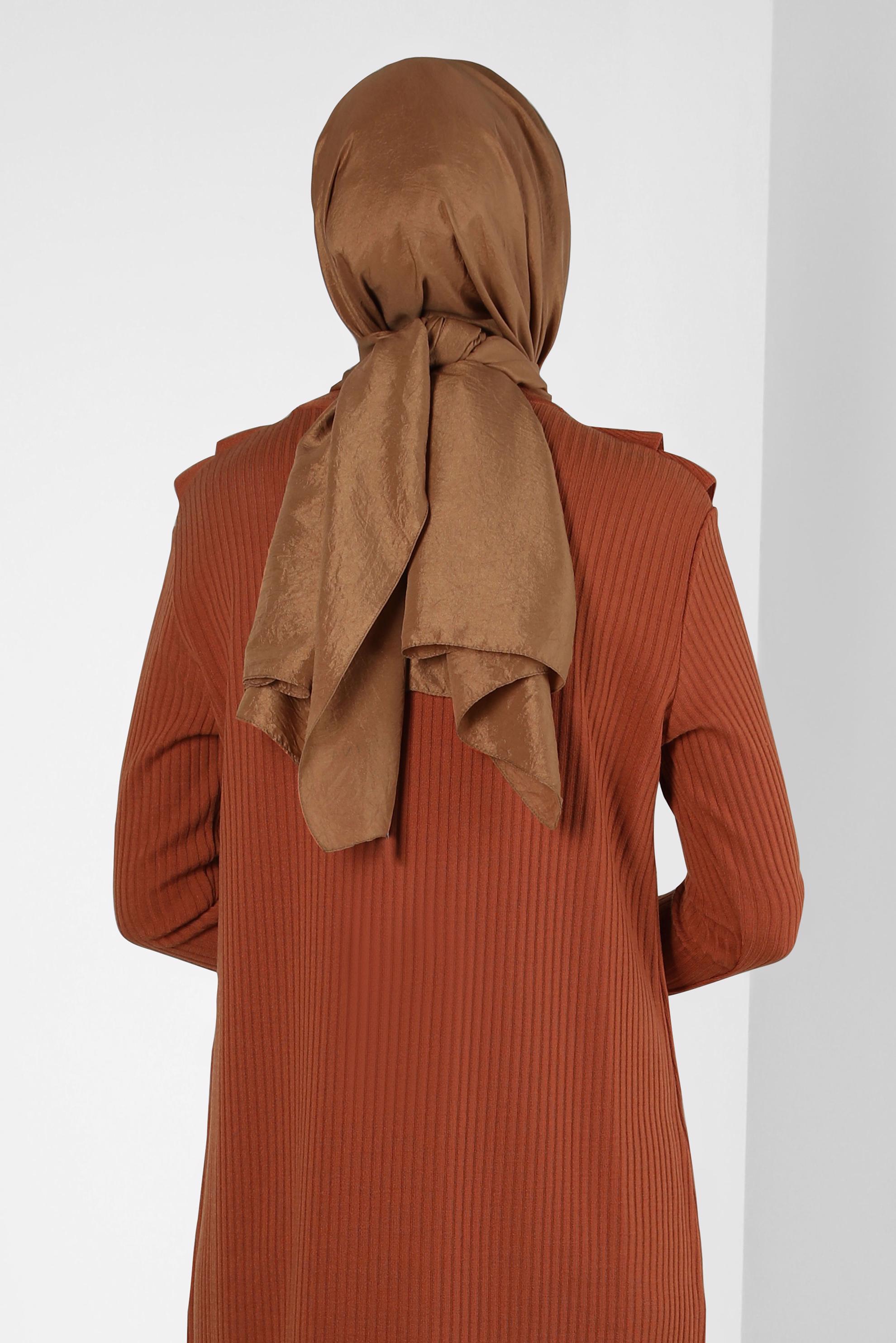 Tesettür giyim KAHVE ALVİNA KRAŞ ŞAL 8304