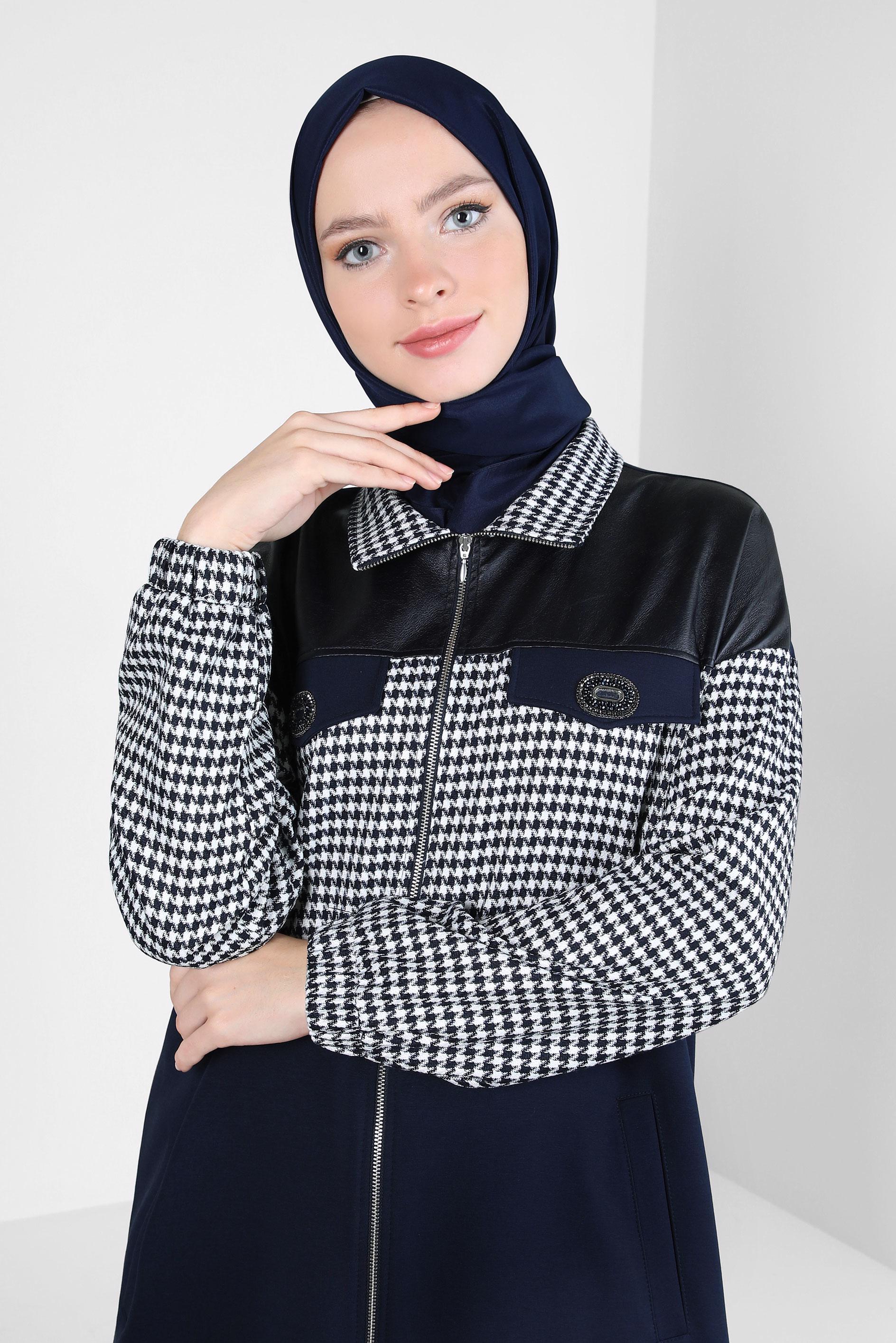 Tesettür giyim LACİVERT ALVİNA KRAŞ ŞAL 8304