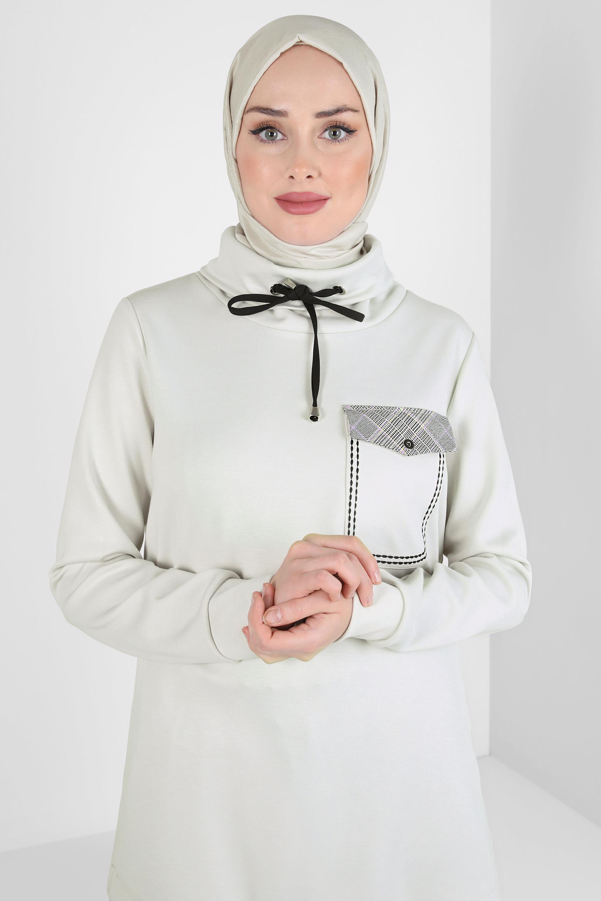 Tesettür giyim VİZON ALVİNA KRAŞ ŞAL 8304