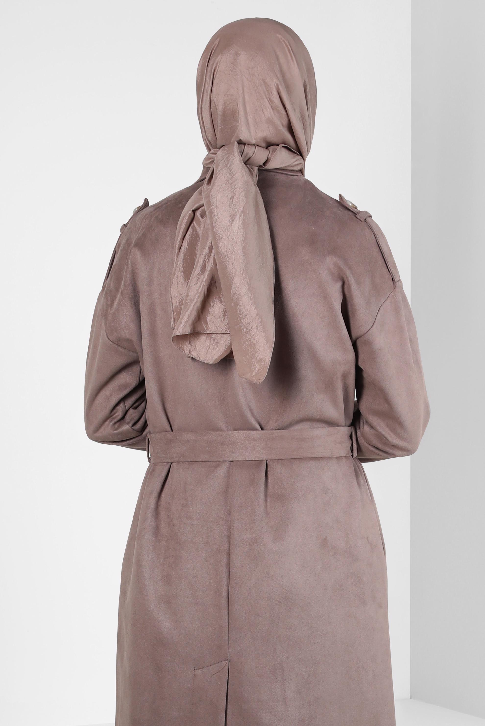 Tesettür giyim VİZON ALVİNA KRAŞ ŞAL 8304