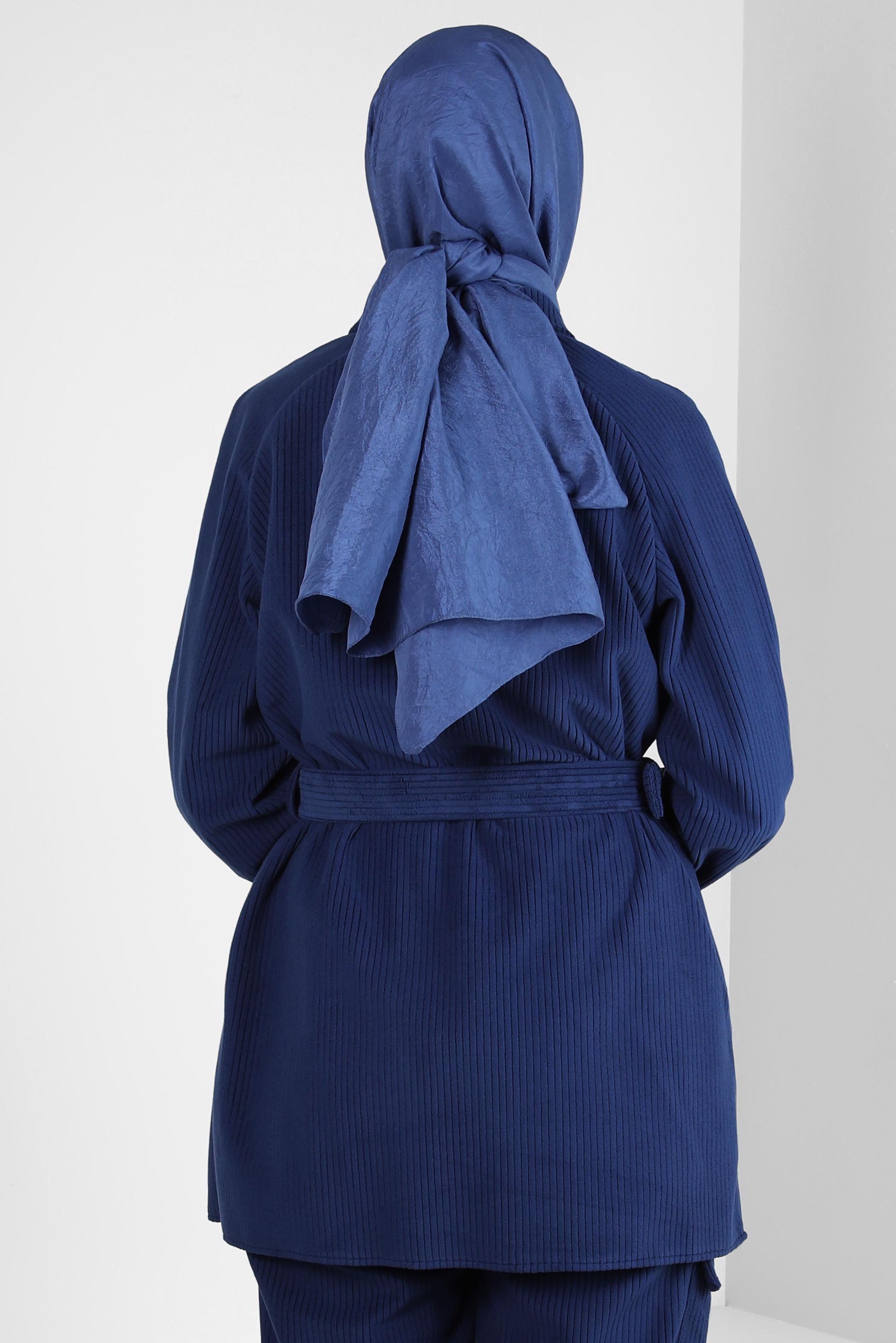 Tesettür giyim LACİVERT ALVİNA KRAŞ ŞAL 8304