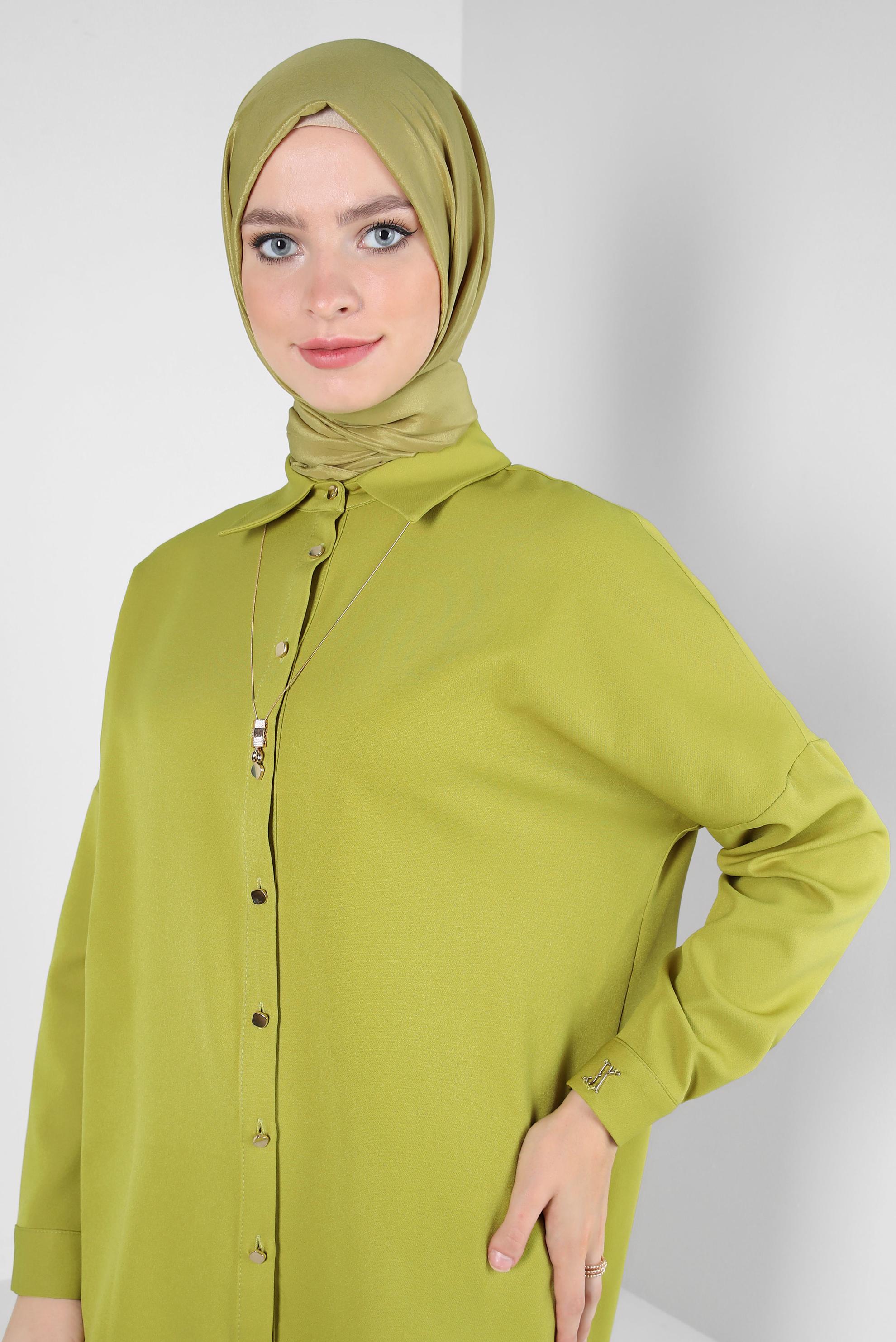 Tesettür giyim YEŞİL ALVİNA KRAŞ ŞAL 8304