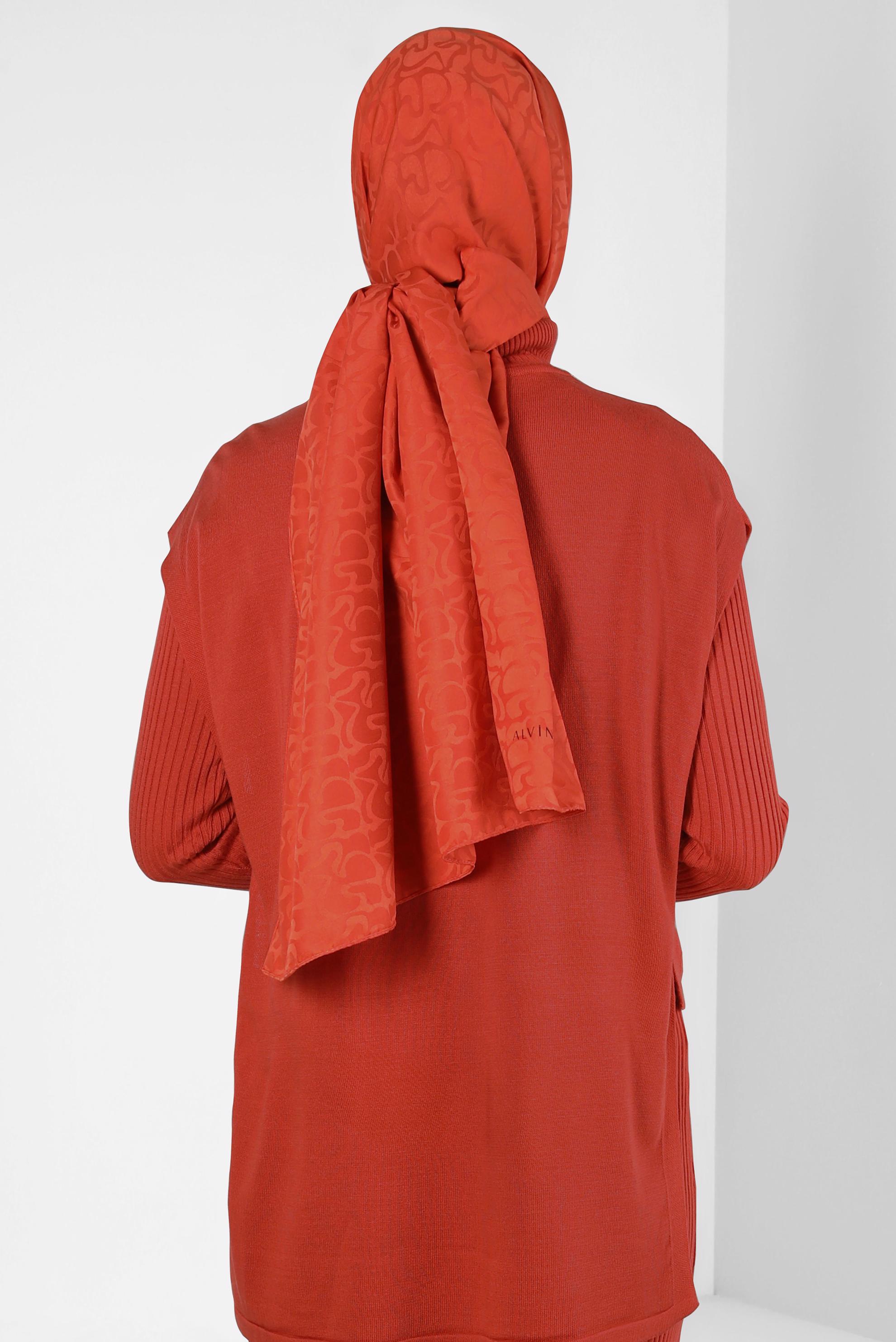Tesettür giyim TURUNCU ALVİNA JAKAR ŞAL 8306