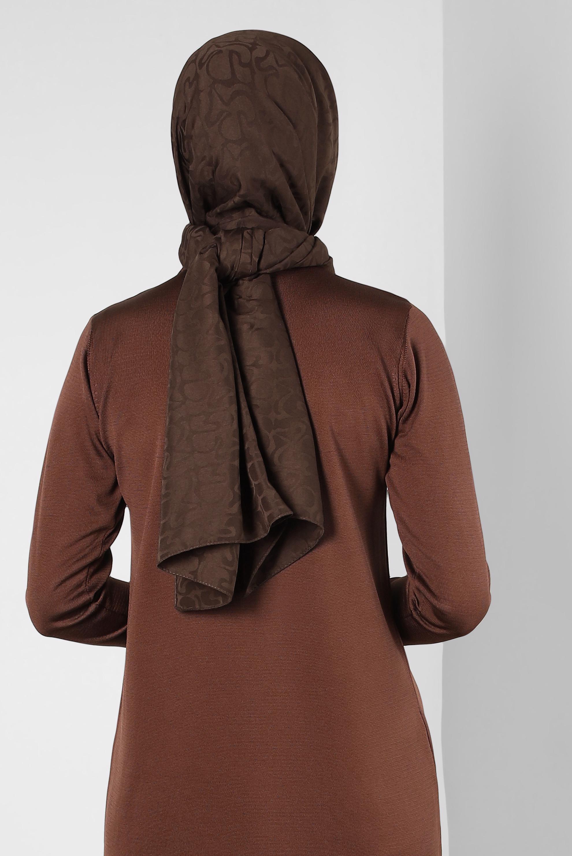 Tesettür giyim KAHVE ALVİNA JAKAR ŞAL 8306