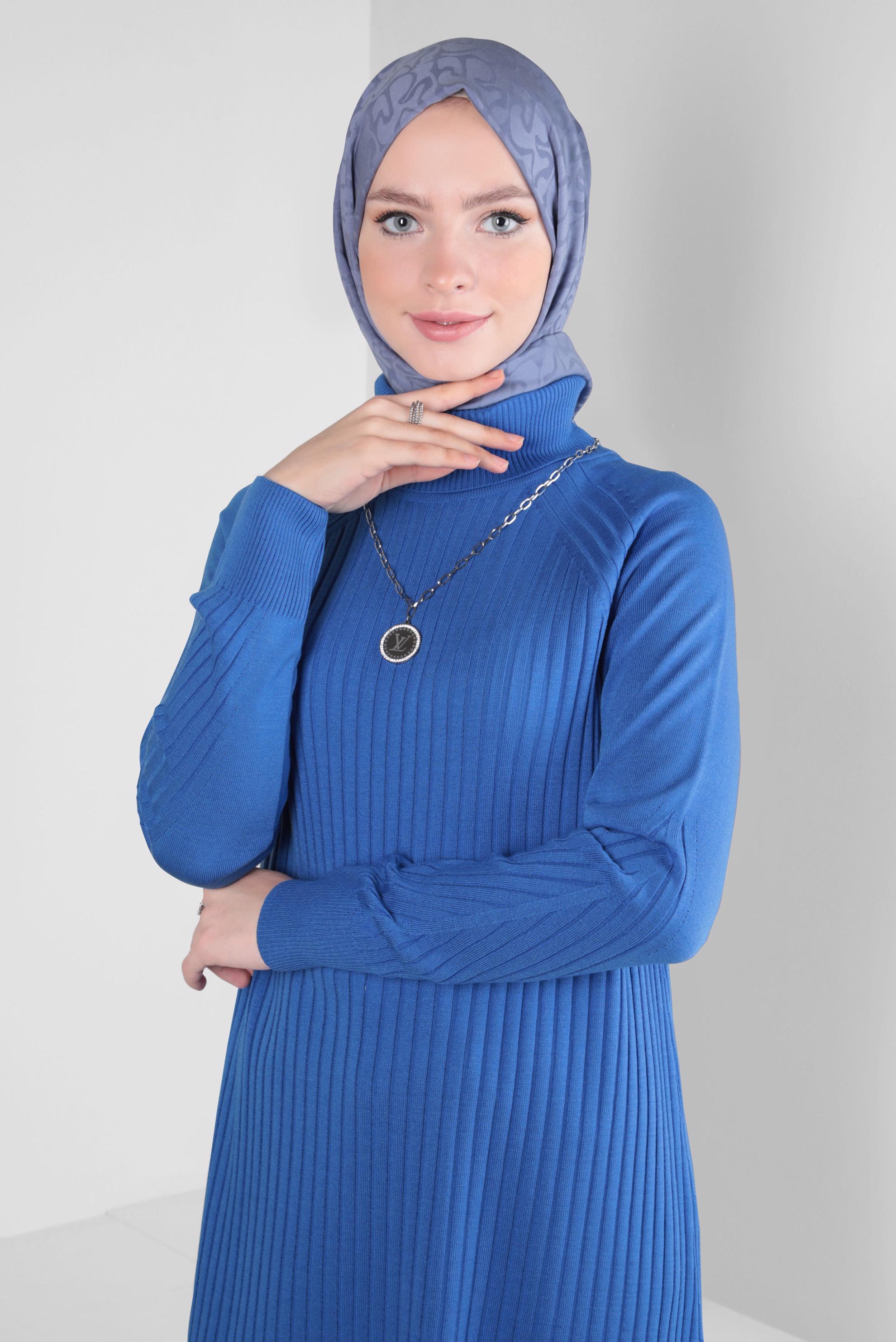 Tesettür giyim LACİVERT ALVİNA JAKAR ŞAL 8306