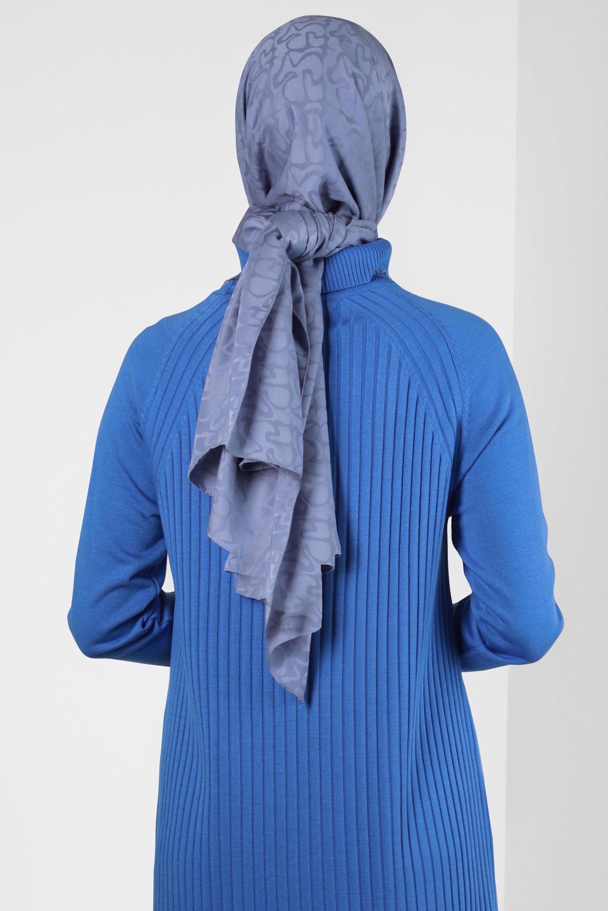 Tesettür giyim LACİVERT ALVİNA JAKAR ŞAL 8306