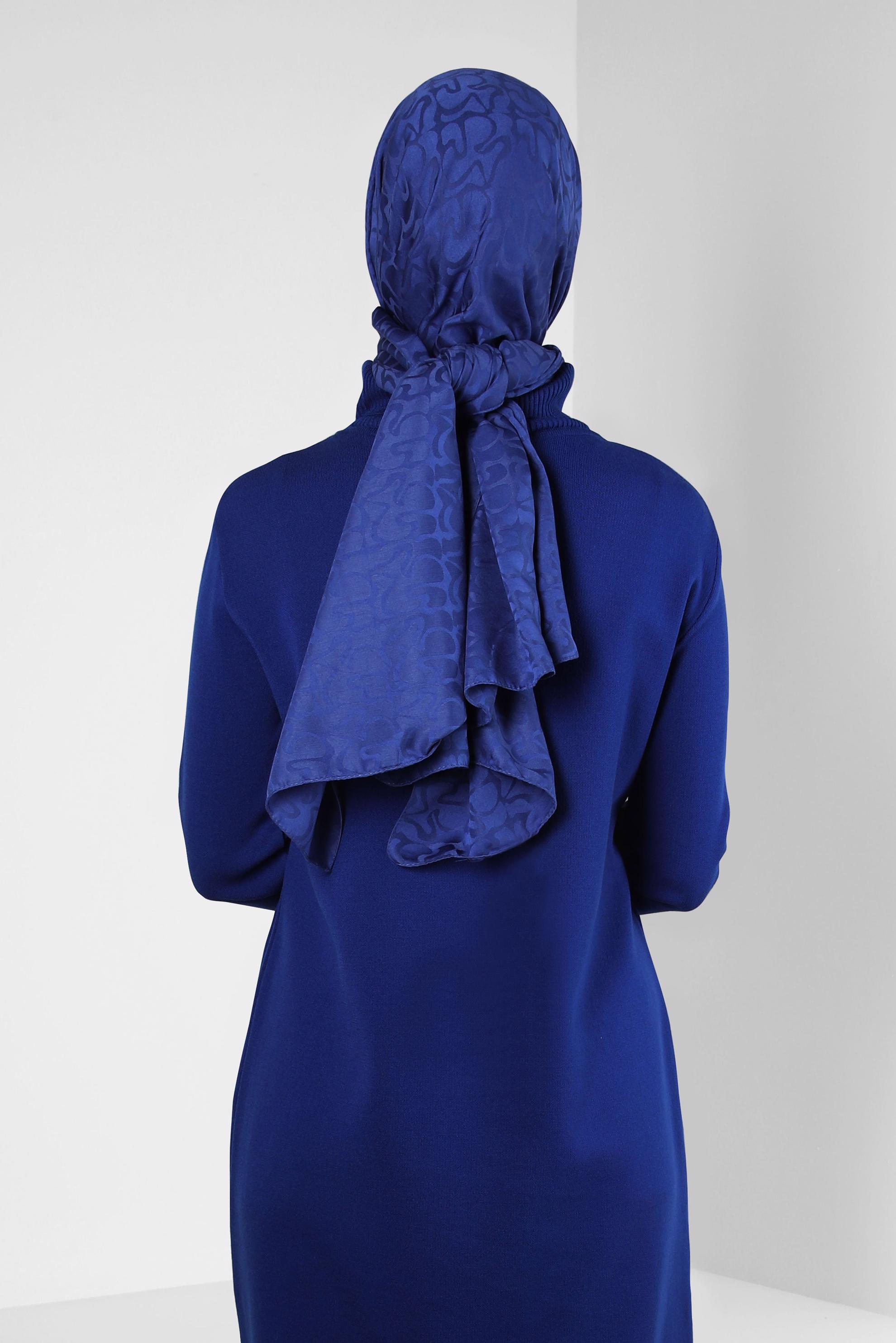 Tesettür giyim LACİVERT ALVİNA JAKAR ŞAL 8306