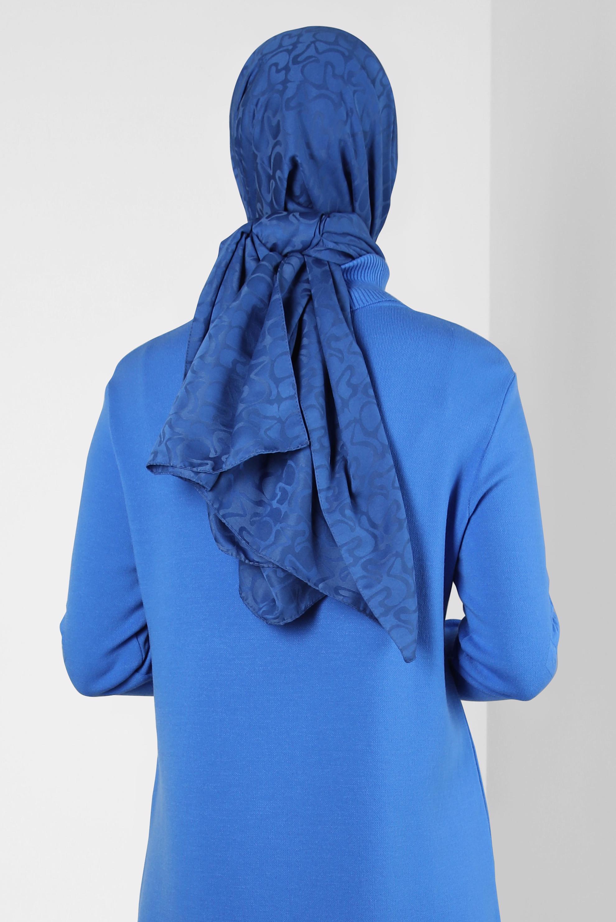 Tesettür giyim LACİVERT ALVİNA JAKAR ŞAL 8306