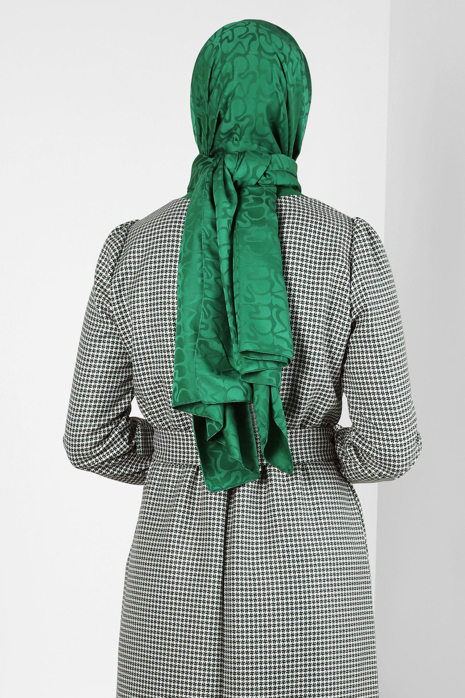 Tesettür giyim YEŞİL ALVİNA JAKAR ŞAL 8306