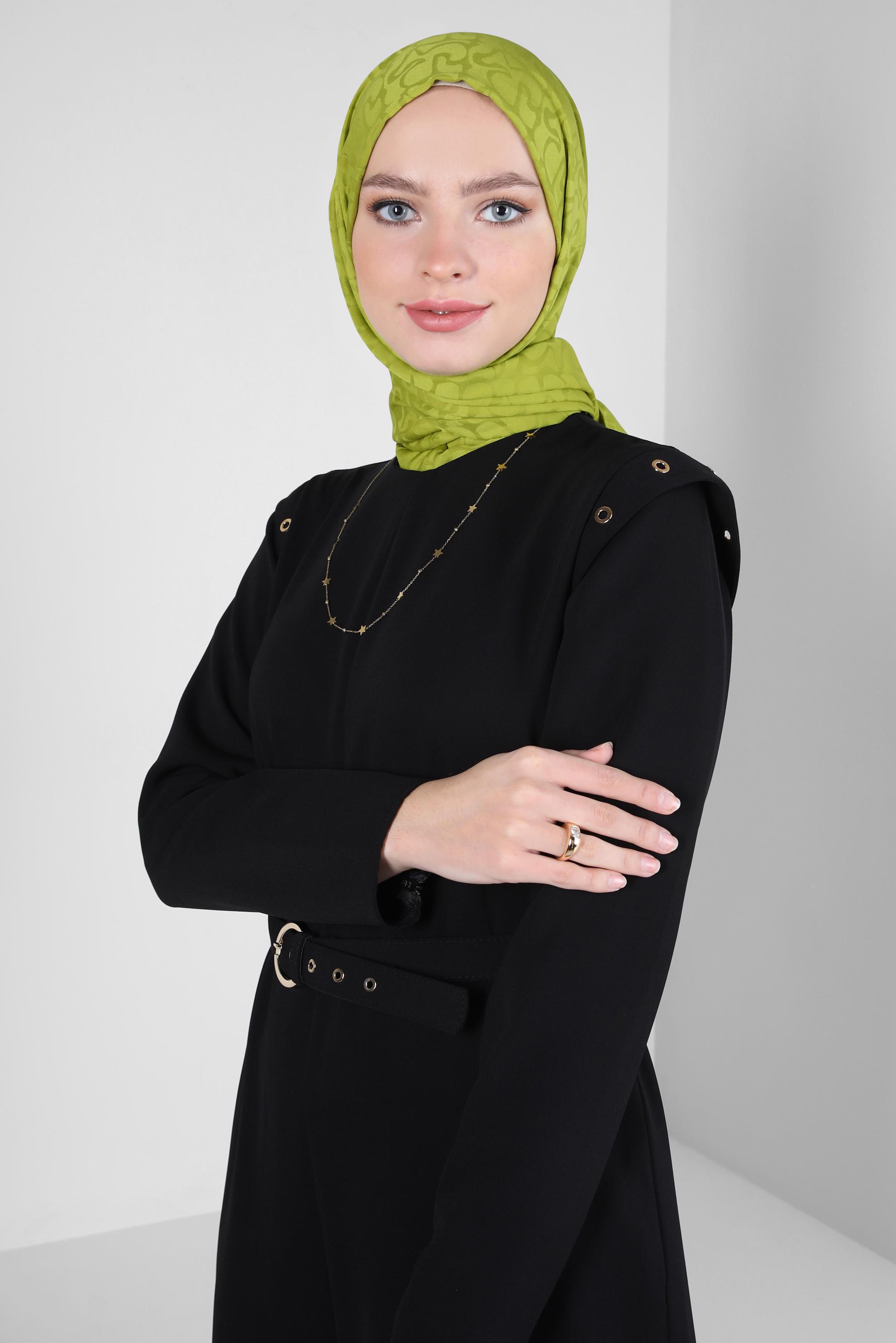 Tesettür giyim YEŞİL ALVİNA JAKAR ŞAL 8306