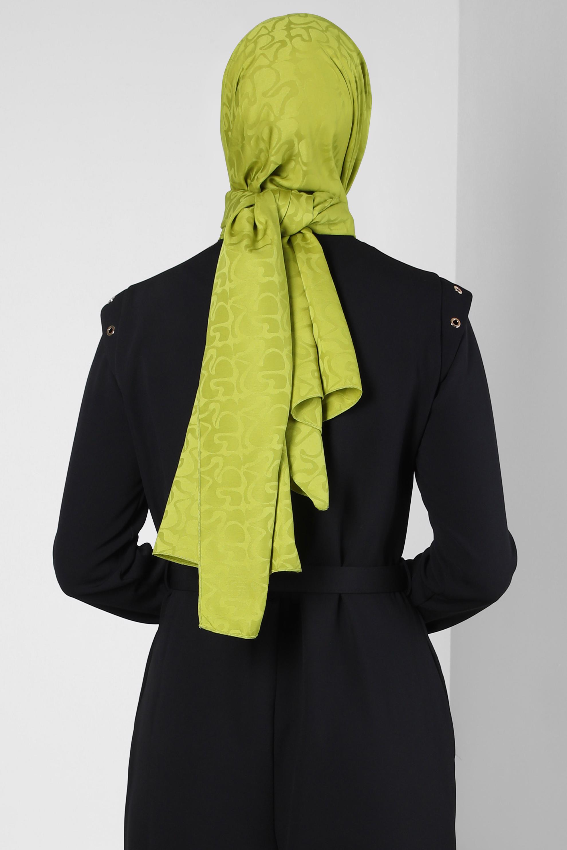 Tesettür giyim YEŞİL ALVİNA JAKAR ŞAL 8306