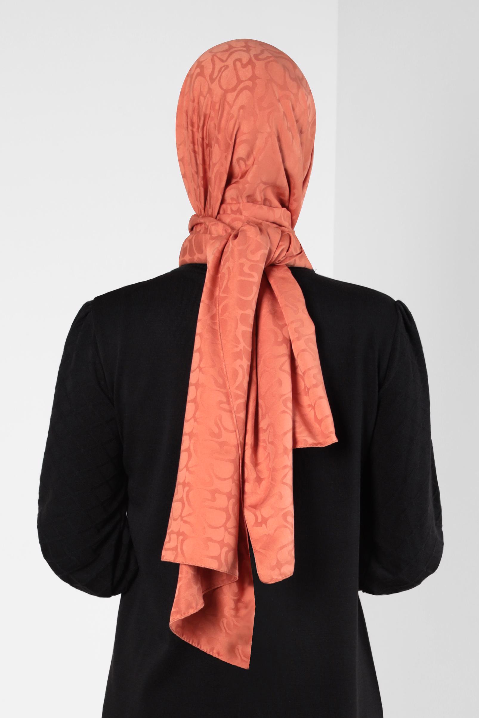 Tesettür giyim TURUNCU ALVİNA JAKAR ŞAL 8306