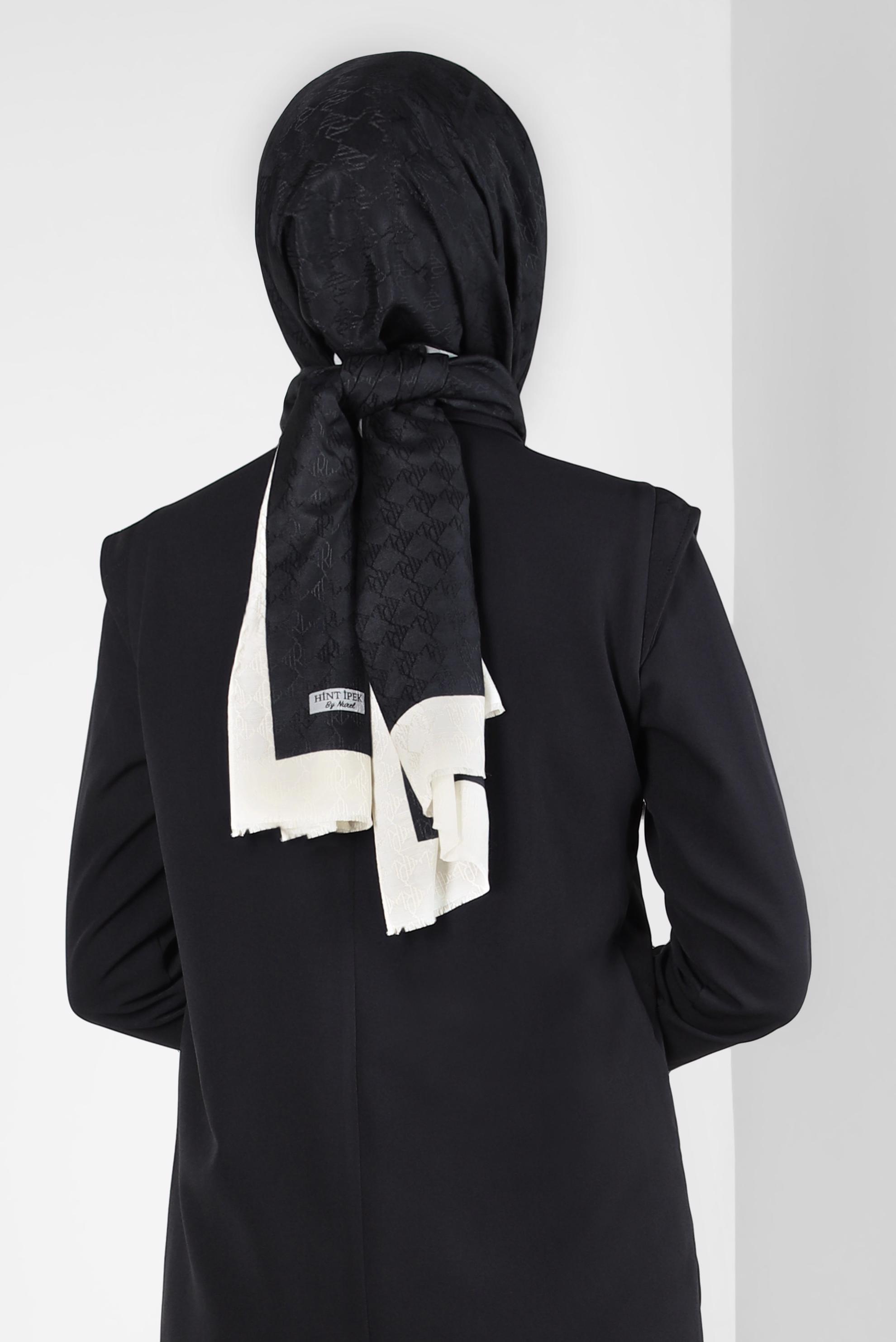 Tesettür giyim SİYAH ALVİNA JAKARLI ŞAL 8307