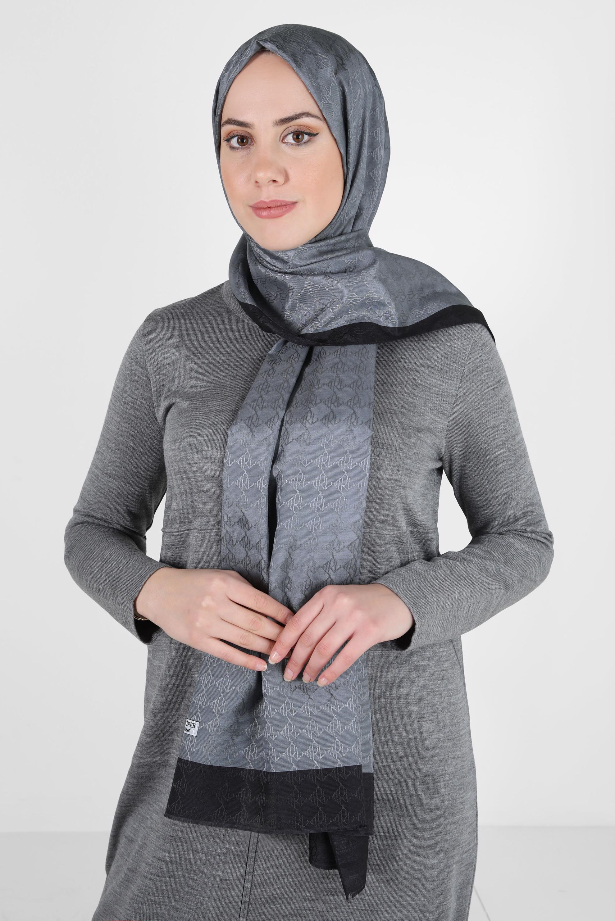 Tesettür giyim GRİ ALVİNA JAKARLI ŞAL 8307
